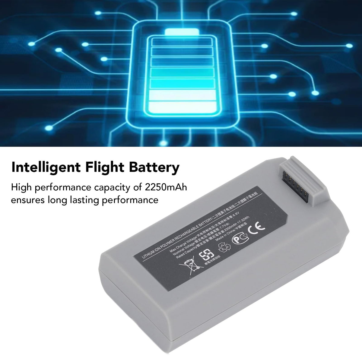 Batería de Vuelo Inteligente Mini 2 para Dron MINI2 SE, Batería de Litio para Drones de 7,7 V 2250 MAh con Gestión Inteligente
