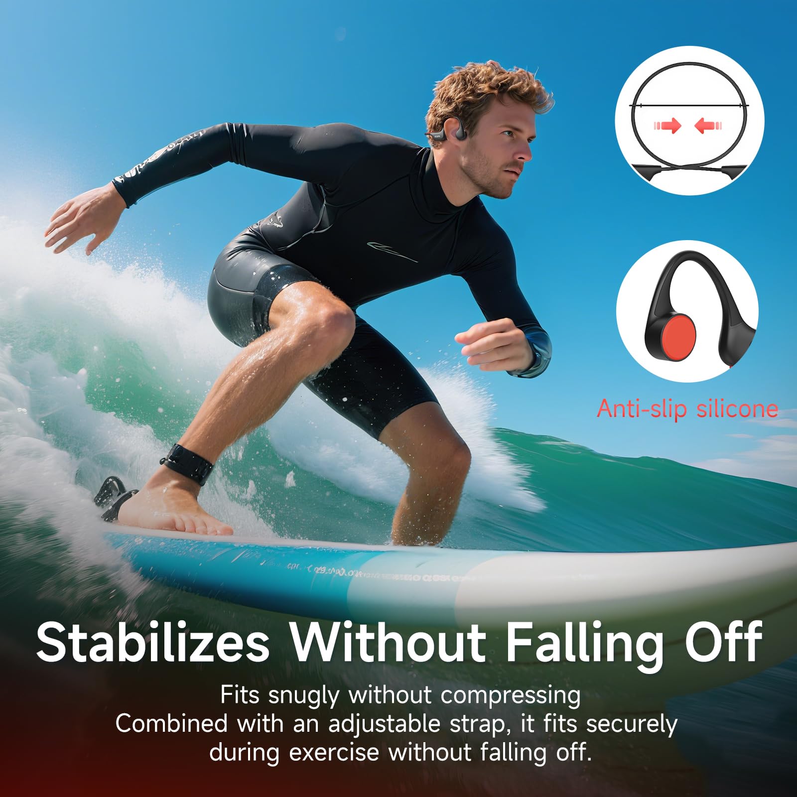 IFECCO Audífonos Conducción Ósea Natación - IP68 Agua Audífonos para Nadar Bluetooth 6.0,Oído Abierto con Reproductor MP3 de 8GB Auriculares para Natación Carreras y Ciclismo