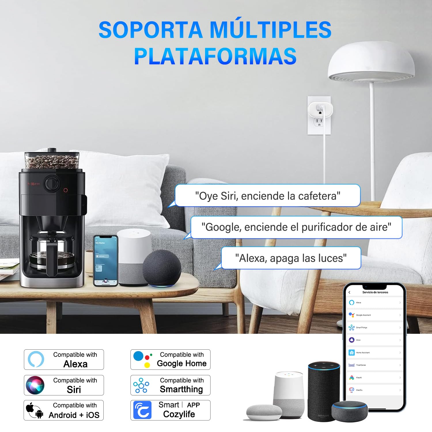 DAHAN Enchufe Inteligente WiFi, Mini Smart Plug para Hogar, Contacto Inteligente Smart Outlet Compatible con Alexa, Google Home, IFTTT, Control Remoto via APP los Dispositivos COZYLIFE(4)