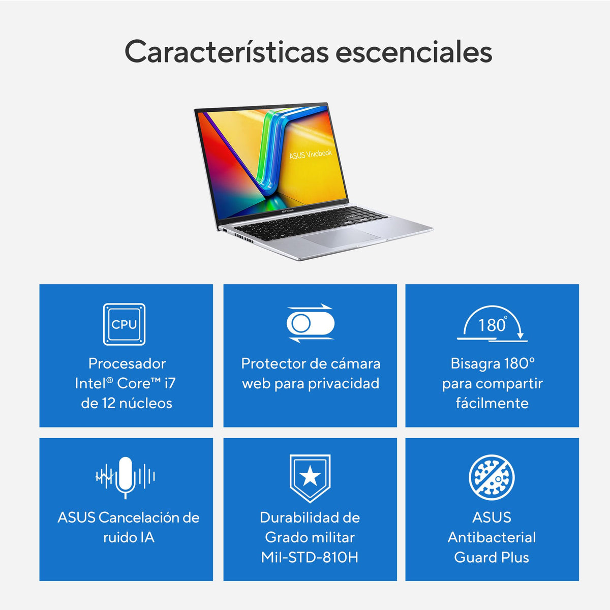 ASUS Laptop Vivobook 16/X1605VA-MB359W/Intel Core i7 13va 10 núcleos/16GB RAM/512GB SSD/Windows 11/Plata/Teclado en Español (Garantía y Servicio en México)