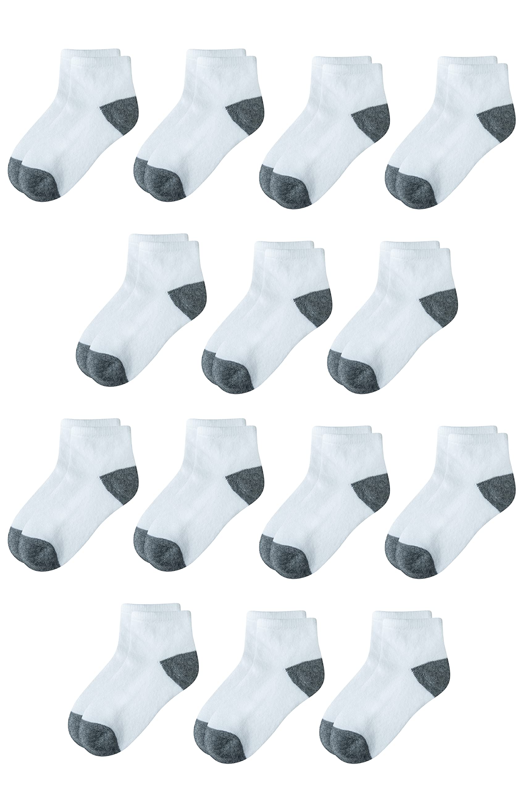 Amazon Essentials - Calcetines tobilleros unisex de algodón para niños, 14 pares, gris blanco jaspeado, 4-5T