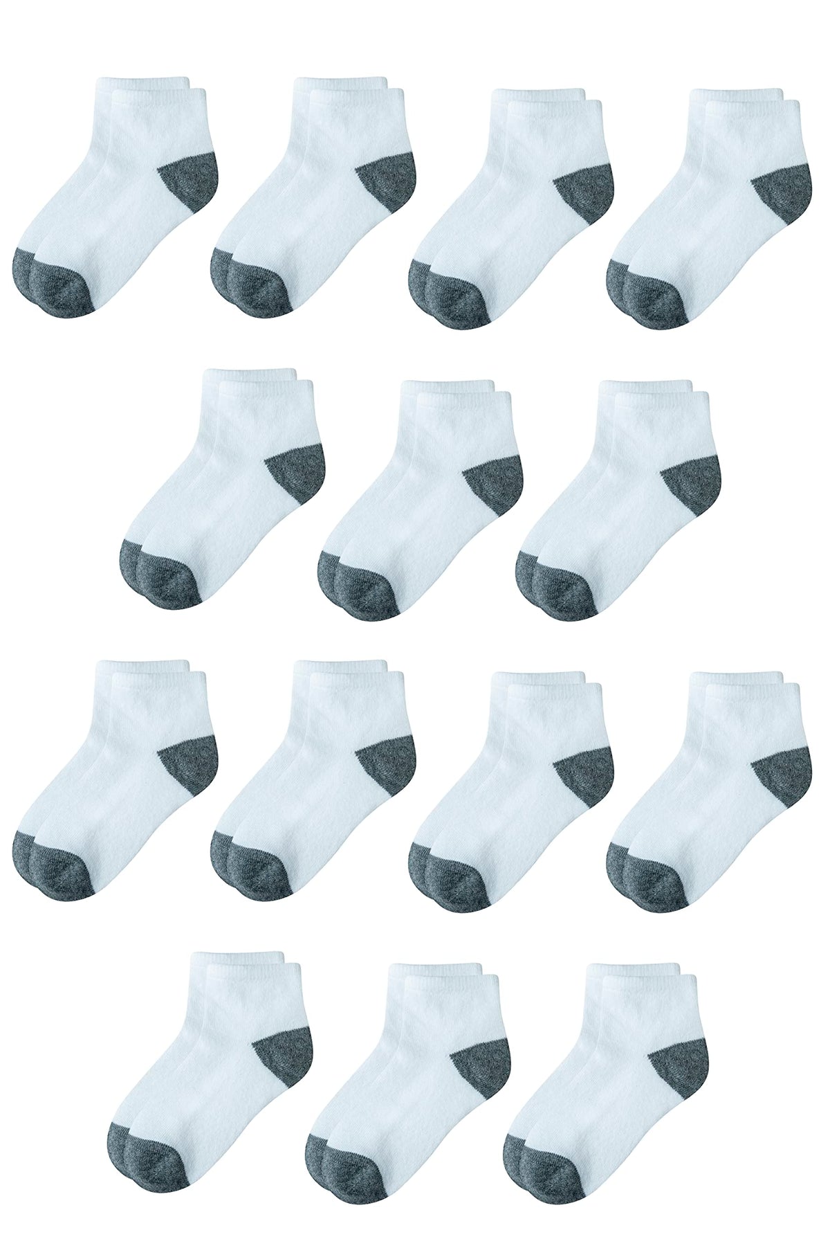 Amazon Essentials - Calcetines tobilleros unisex de algodón para niños, 14 pares, gris blanco jaspeado, 4-5T
