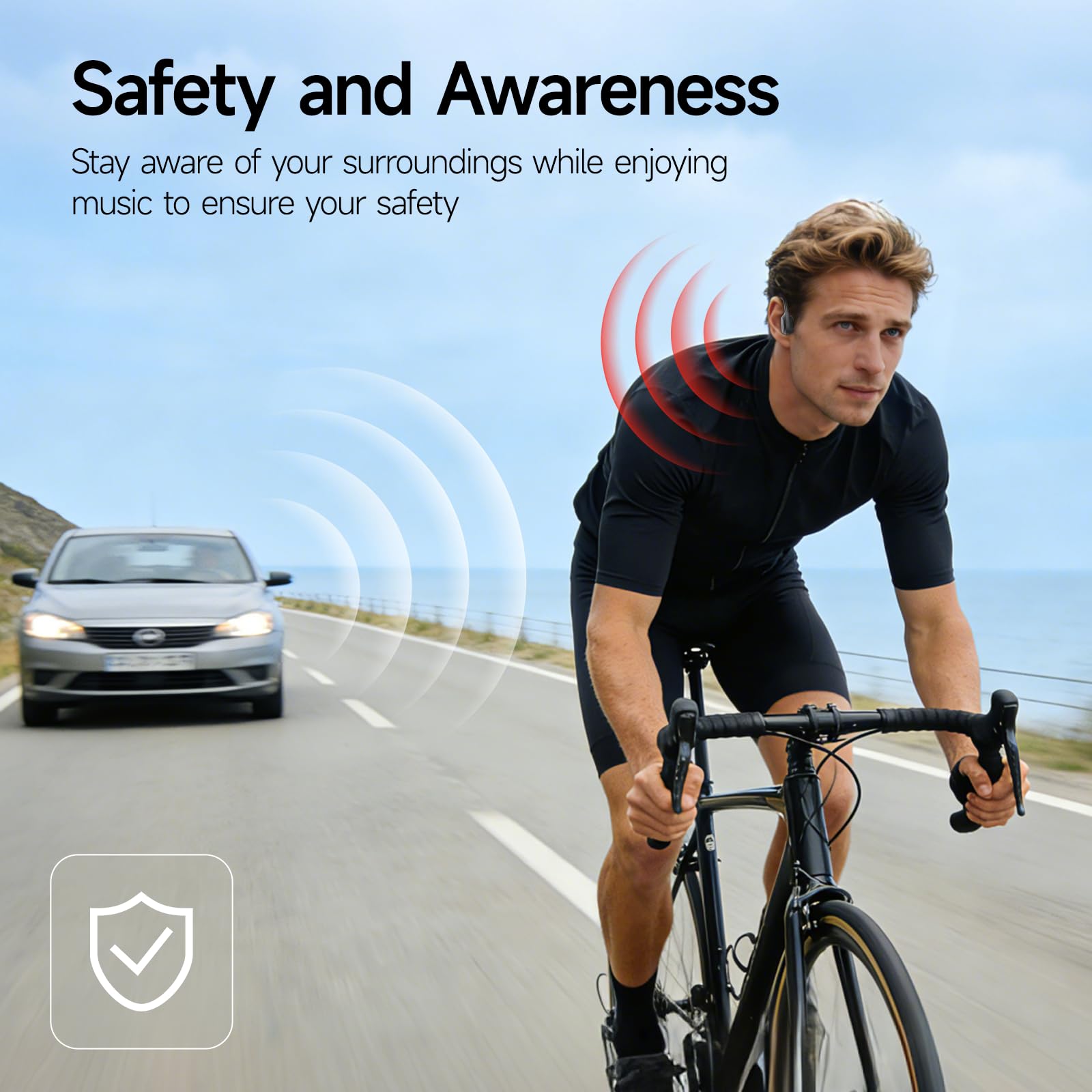 esonstyle Audífonos Conducción Ósea Natación - IP68 Agua Audífonos para Nadar Bluetooth 6.0,Oído Abierto con Reproductor MP3 de 8GB Auriculares para Natación Carreras y Ciclismo