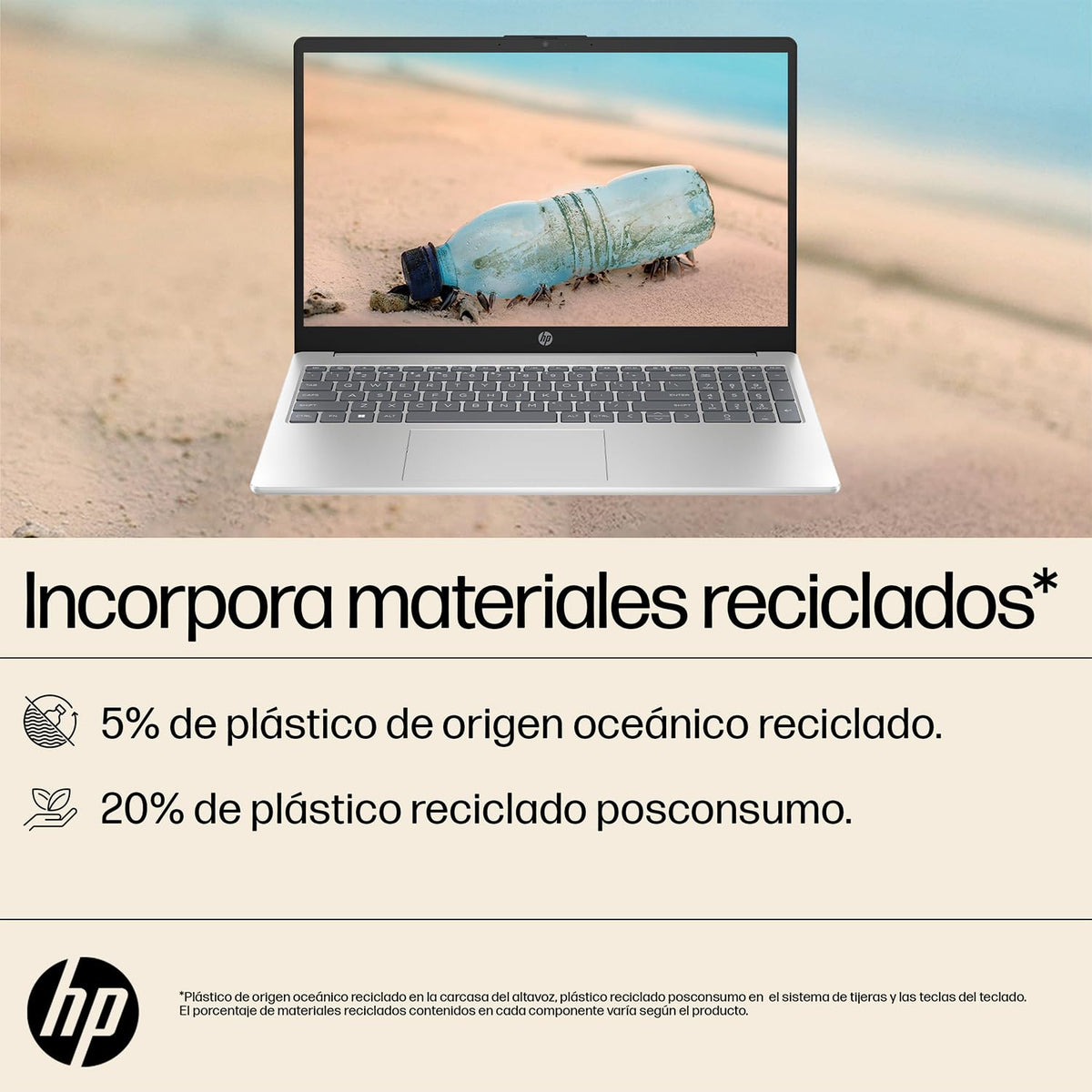 HP Laptop 15-fc0079la, AMD Ryzen 5, 8 GB, 512 GB SSD, 15.6, HD, Windows 11 Home, Teclado en Español, Garantía México, Plateado | Microsoft 365 Personal 12 Meses + Curso Multilenguajes