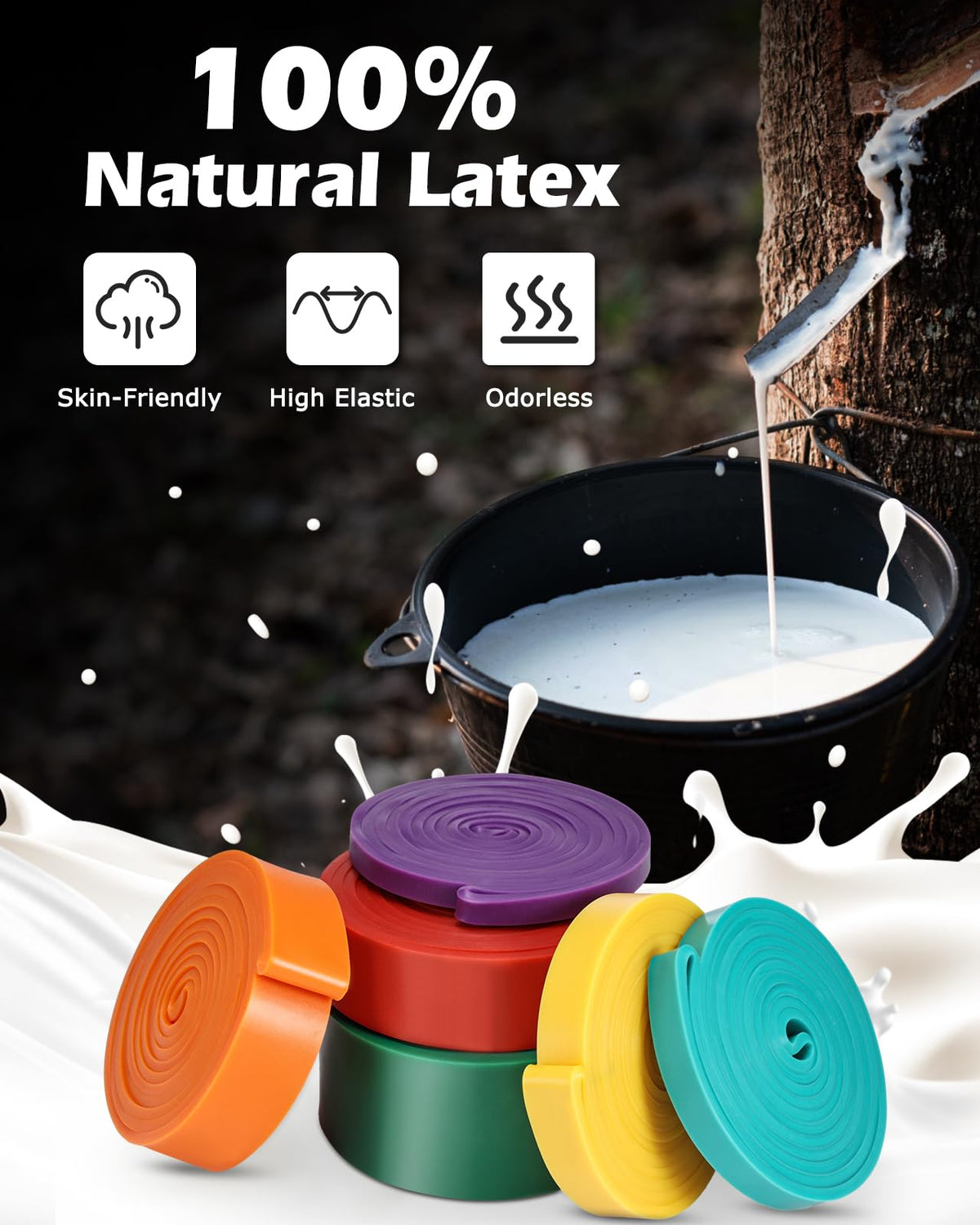 Zacro Ligas de Resistencia para Ejercicio 6PCS (Látex 100% Natural), Bandas Elásticas para Ejercicio, Fuerte Bandas de Resistencia para Pull Up & Crossfit con Ancla de Puerta, póster y Bolsa