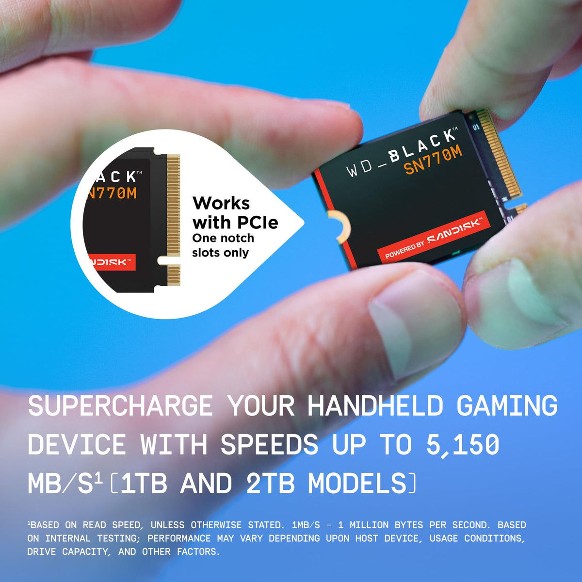 WD_Black 1TB SN770M M.2 2230 NVMe SSD para Dispositivos de Juegos de Mano, velocidades de hasta 5,150 MB/s, TLC 3D NAND, Ideal para Steam Deck y Microsoft Surface - WDBDNH0010BBK-WRSN
