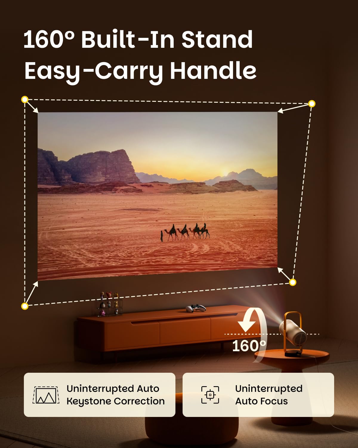 XGIMI Vibe One Proyector portátil inteligente 1080P alimentado por pilas, Google TV con Netflix con licencia, sonido de JBL, batería integrada, enfoque automático y piedra clave, proyector HD para