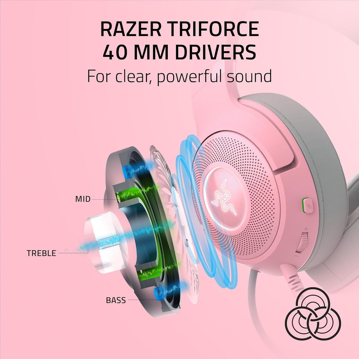 Razer Kraken Kitty V2 -Audifonos diadema alámbricos RGB Chroma iluminación reactiva - Micrófono cardioide HyperClear - Controladores 40 mm - Sonido envolvente 7.1 ,Rosa Cuarzo (Reacondicionado)