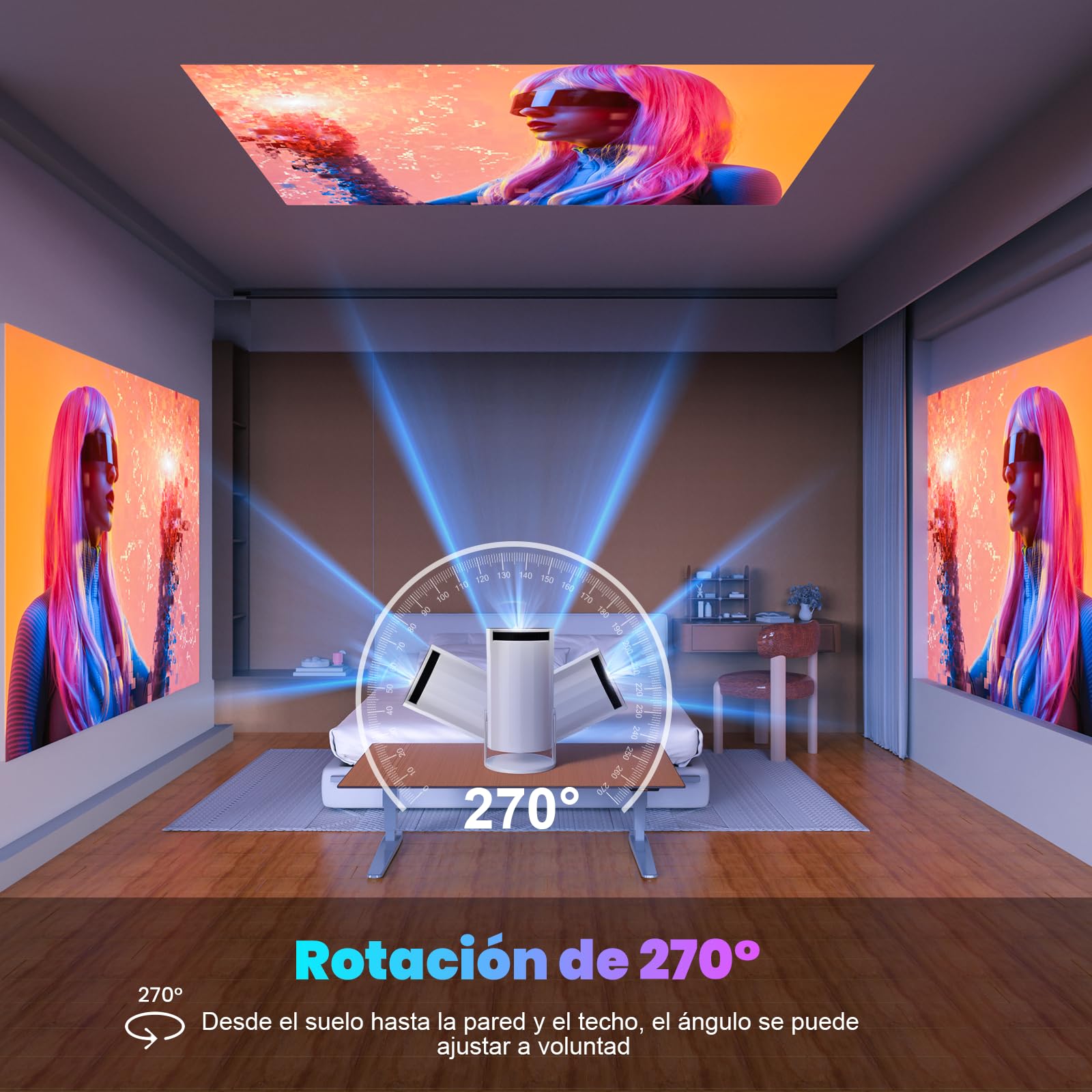Proyector Portatil, Android 13, 250ANSI/10000 lúmenes, WiFi 6 y BT 5.4