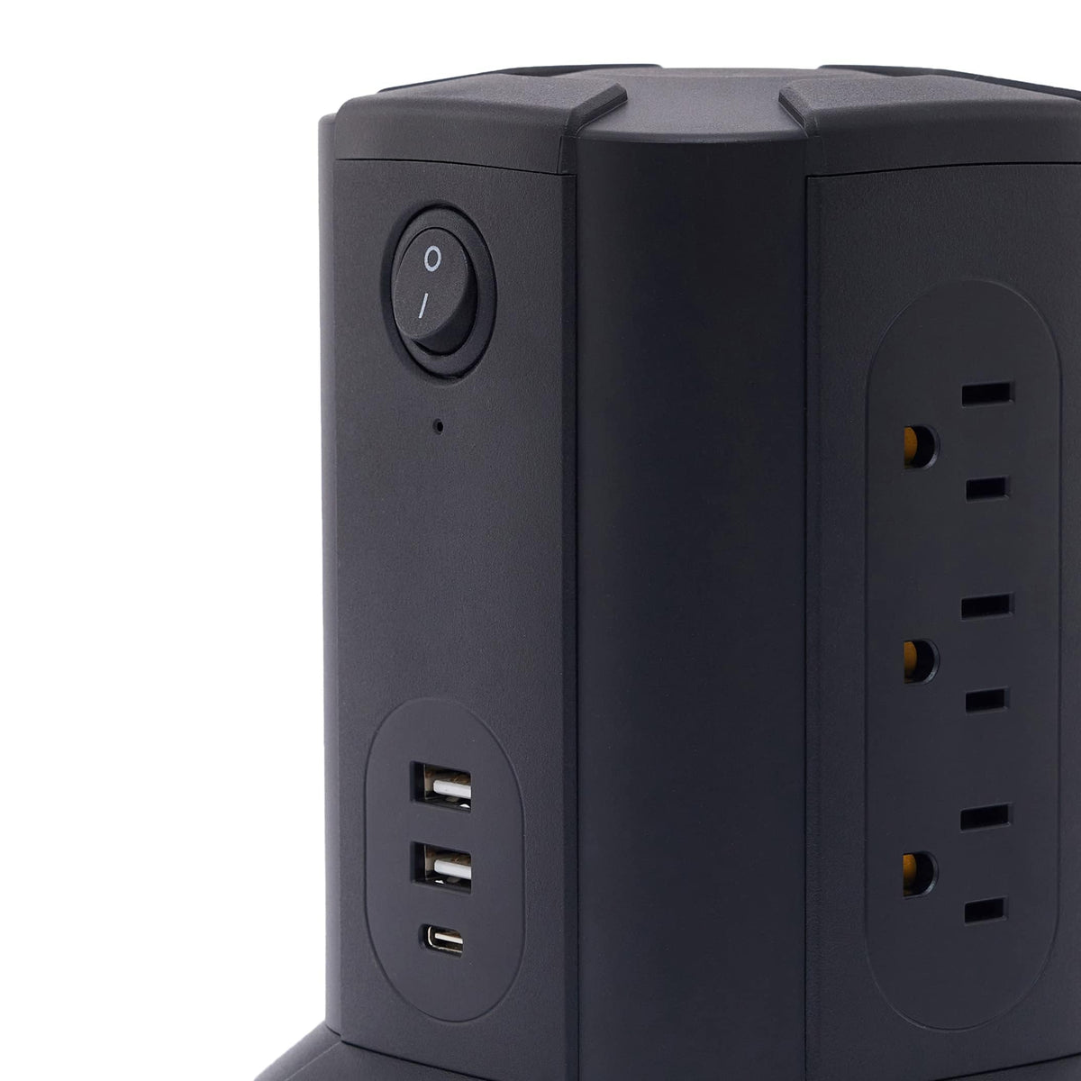 Amazon Basics Power Strip Tower Surge Protector 1080J, 9 Outlet, USB-C, 2 USB-A Port, 15A, 6ft Cord