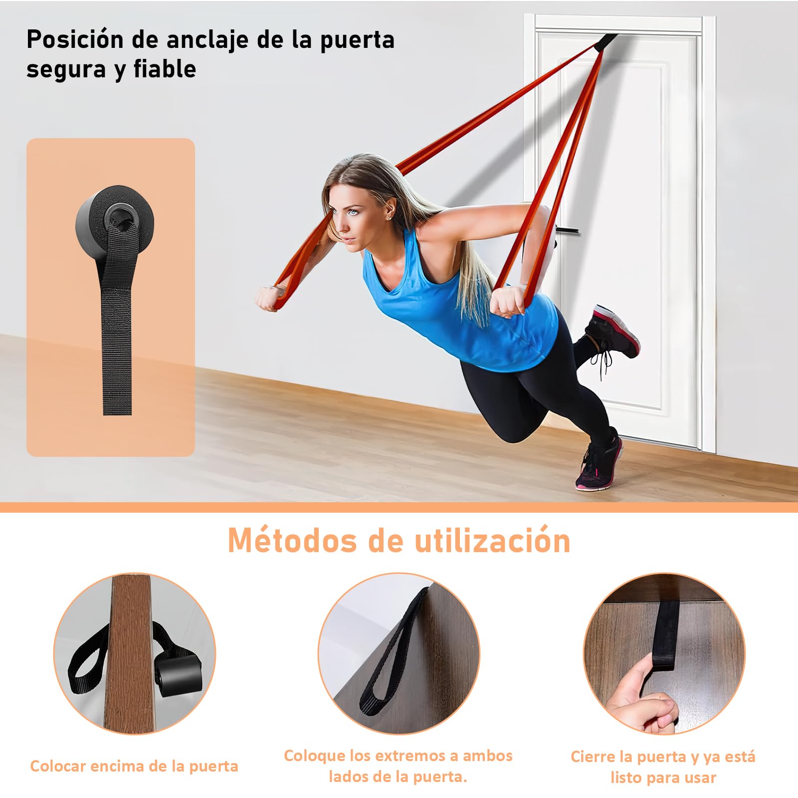 4 Pack Bandas de Resistencia para Ejercicio,Bandas de Resistencia con 2 Asas, Anclaje para Puerta, Gancho y Bolsa,Bandas Elásticas para Hombres y Mujeres para Ejercicio, Fitness, Entrenamiento, etc