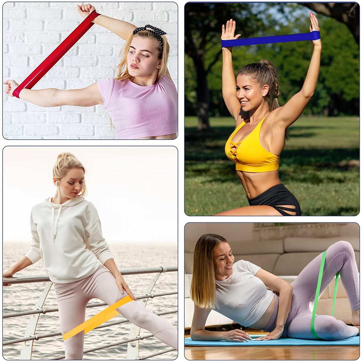 E T EASYTAO Bandas de Resistencia para Ejercicio 5 PCS para Yoga y Pilates