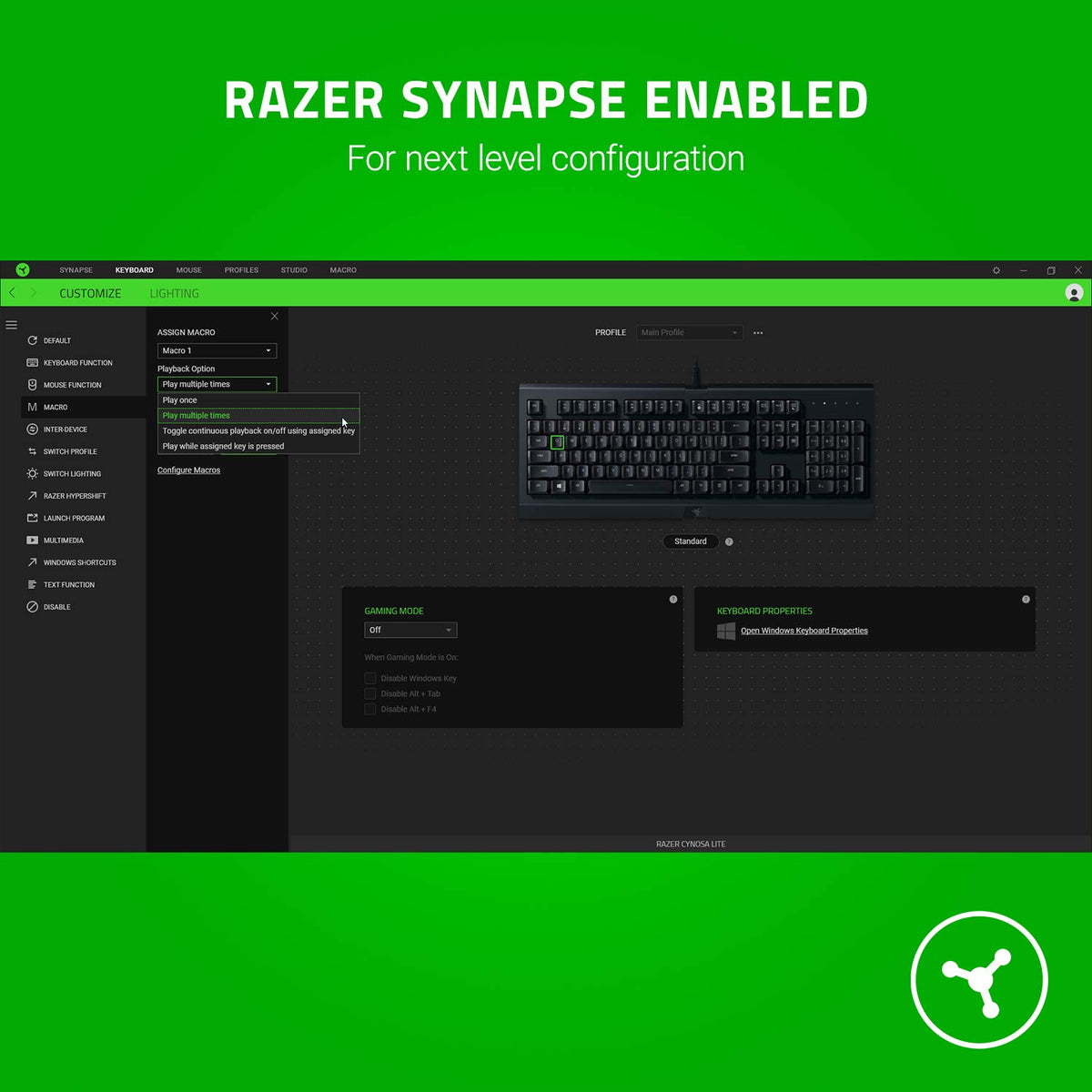 Razer Cynosa Lite Chroma USB QWERTY (Reacondicionado)