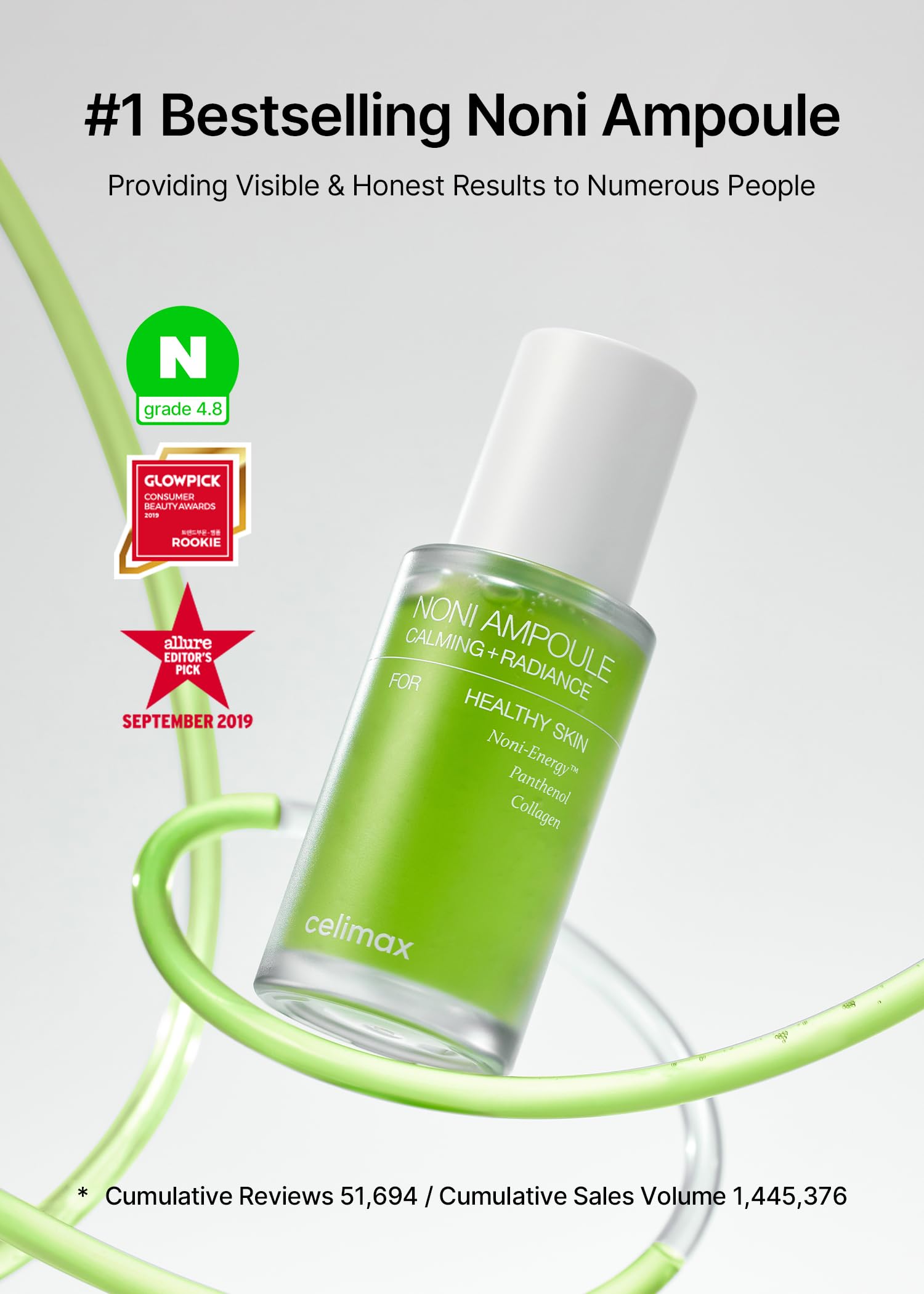 Celimax Noni Ampoule Calming + Radiance 30 ml | Ampolla Facial con 71.77 % Extracto de Noni, Ácido Hialurónico y Aceites Botánicos Calmantes