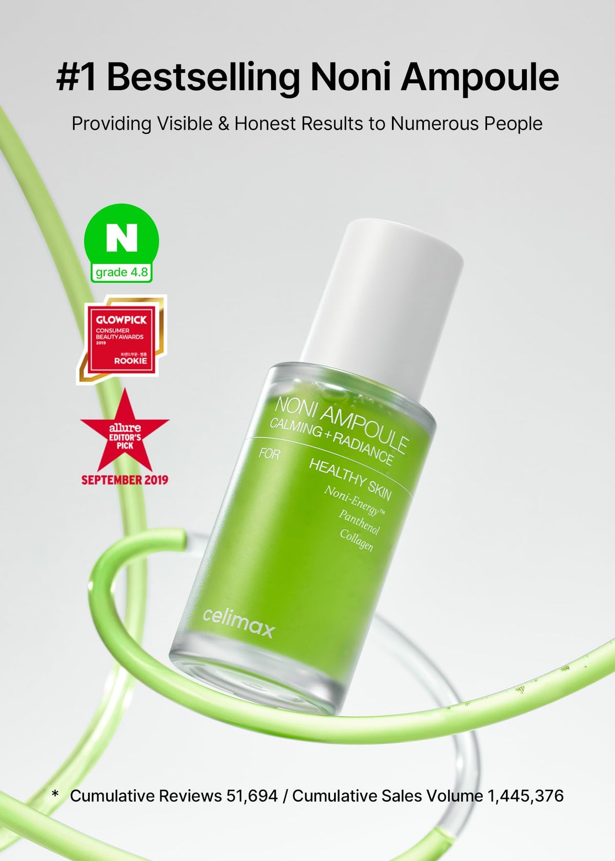 Celimax Noni Ampoule Calming + Radiance 30 ml | Ampolla Facial con 71.77 % Extracto de Noni, Ácido Hialurónico y Aceites Botánicos Calmantes