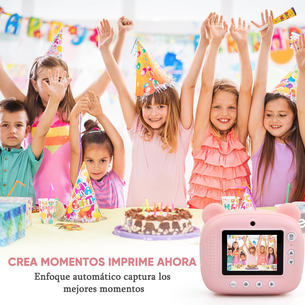 WEAGP Cámara Fotos Infantil, Cámara Instantánea para Niños 1080p HD con 32GB Tarjeta SD y 3 Vols Papel de Impresión, Camara Infantilespara Niñas para Niños y Niñas de 3 a 12 Años (Rosa)