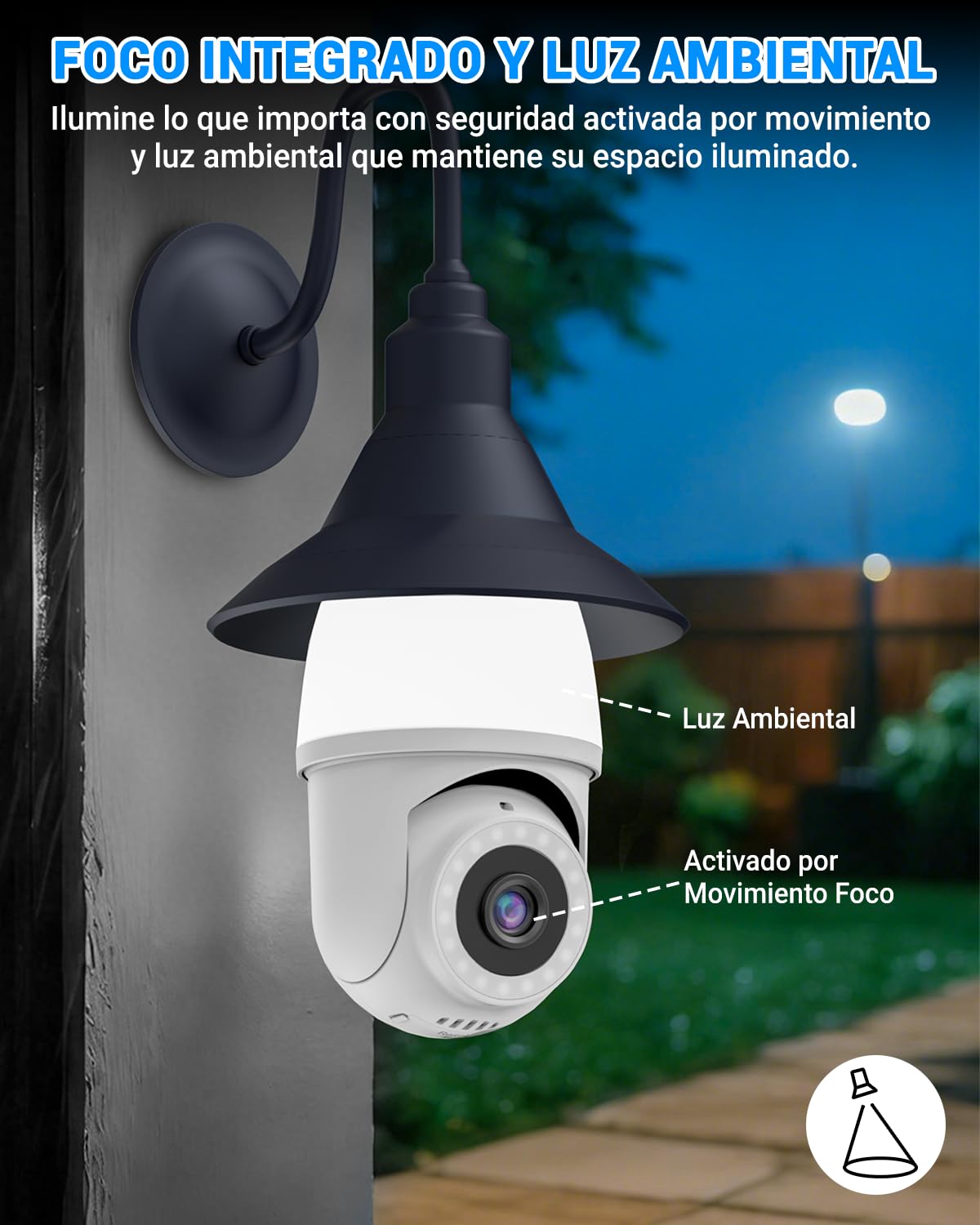 EASYTAO Cámara Foco WiFi 1080P, IP66 con Socket E27/E26, Bombilla Adicional