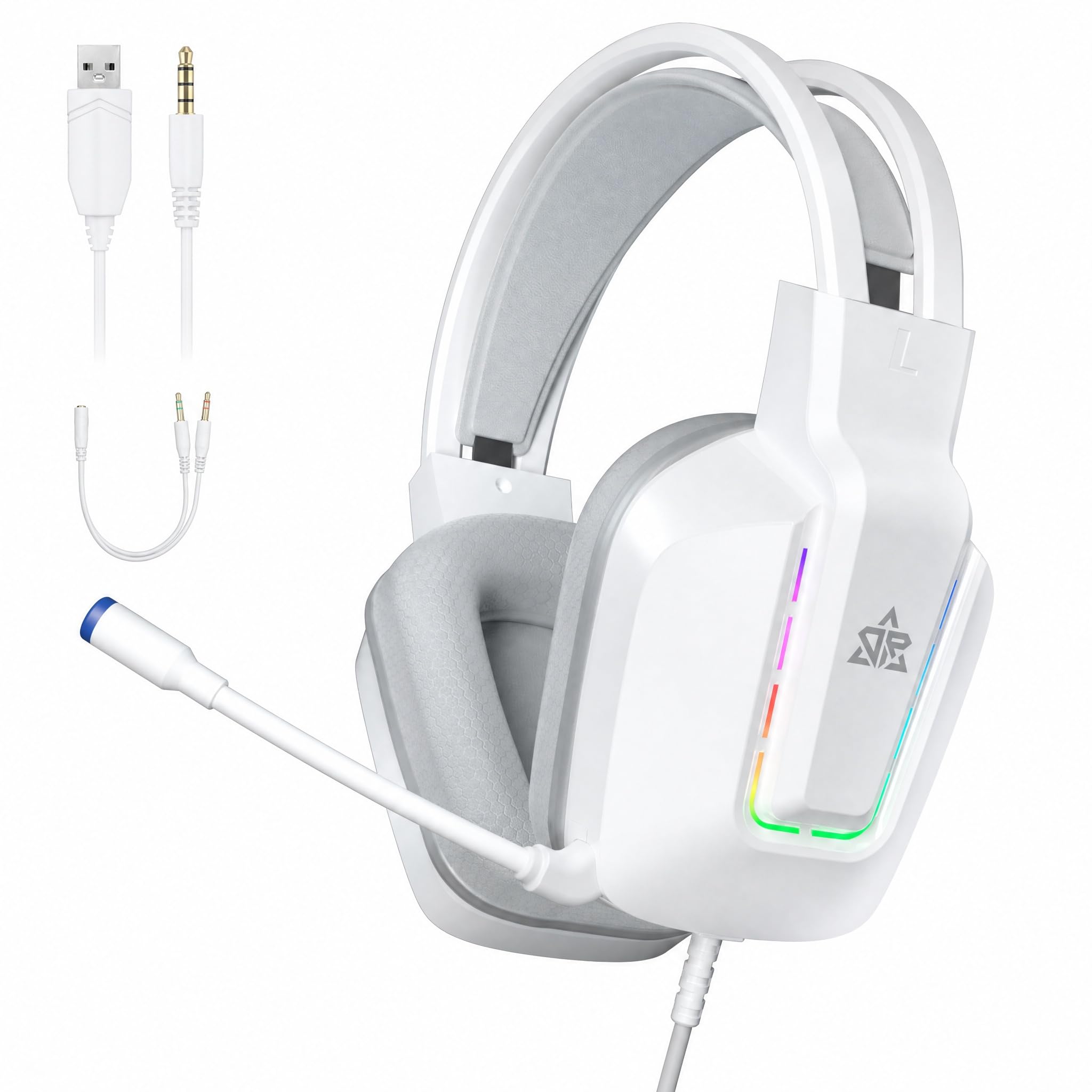 OMIRE Audifonos Gamer, Audifonos Diadema con Micronofono, 3.5mm Audio Jack, Audifonos Alambrico para Nintendo Switch, Xbox Series X, PS4, PS5, PC, Mac, RB-C8-W