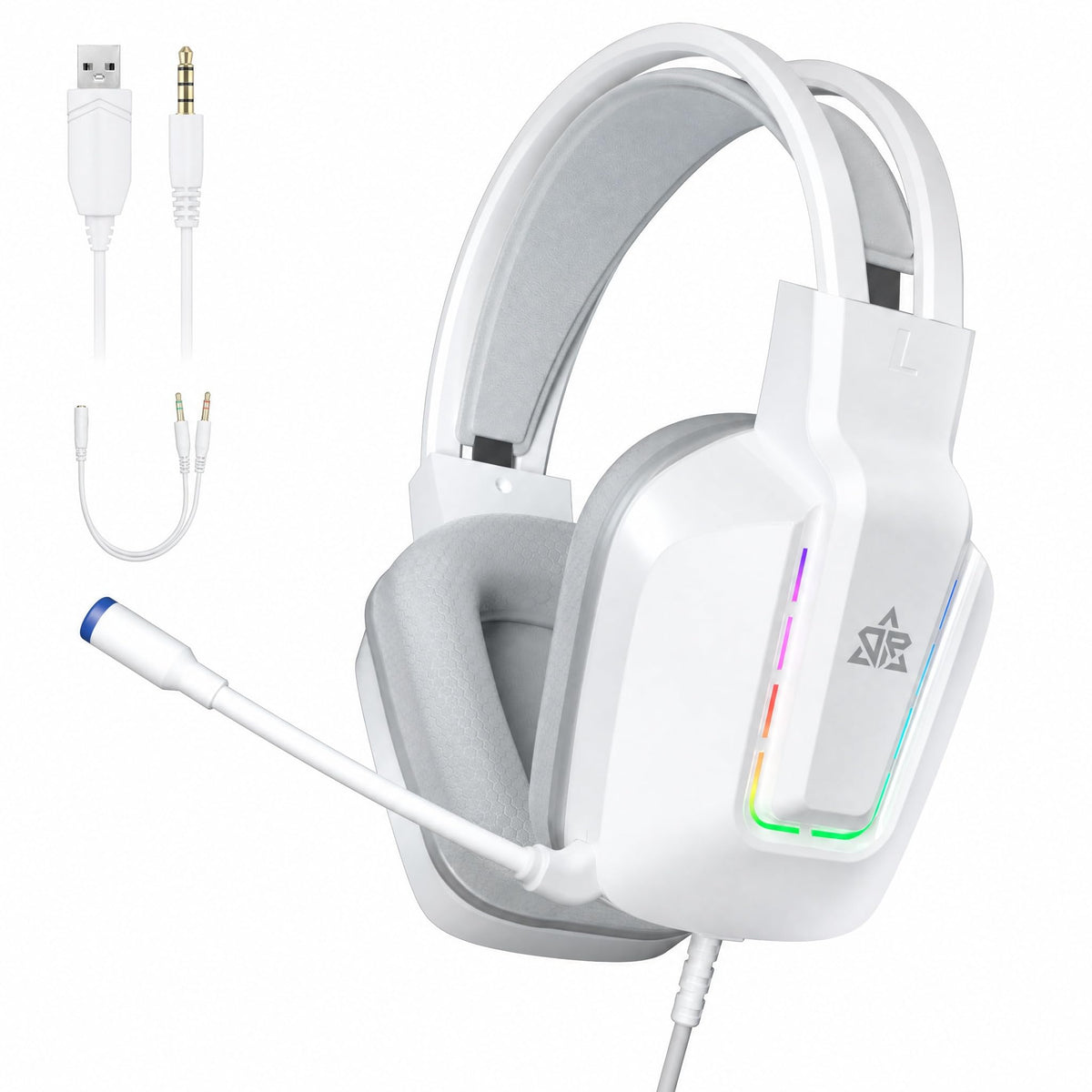 OMIRE Audifonos Gamer, Audifonos Diadema con Micronofono, 3.5mm Audio Jack, Audifonos Alambrico para Nintendo Switch, Xbox Series X, PS4, PS5, PC, Mac, RB-C8-W