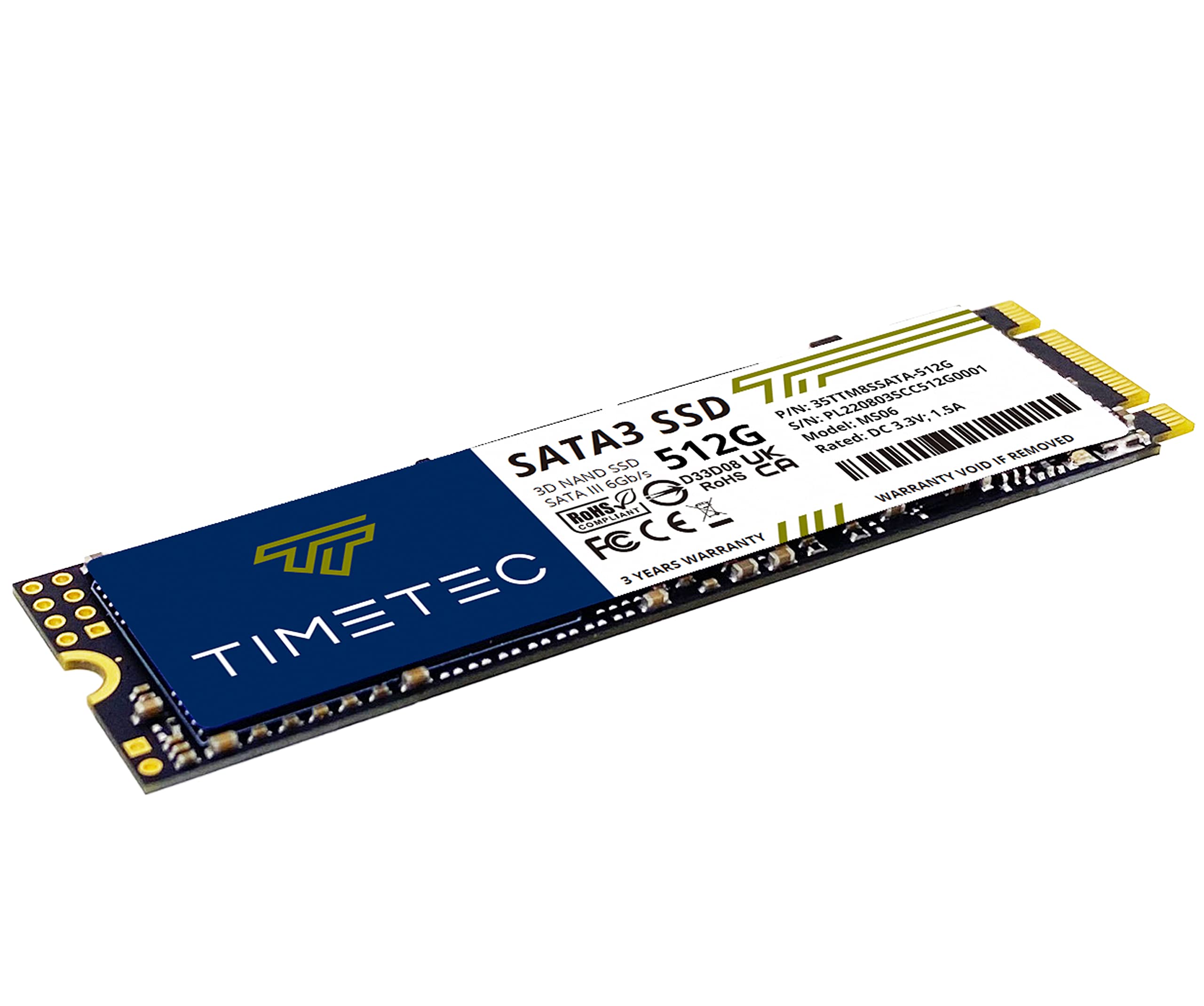 Timetec 512GB Unidad de Estado sólido Interna SSD 3D NAND TLC SATA III 6Gb/s M.2 2280 NGFF 256TBW Lectura 550MB/s SLC Cache Performance Boost para PC computadora portátil y de Escritorio (512GB)