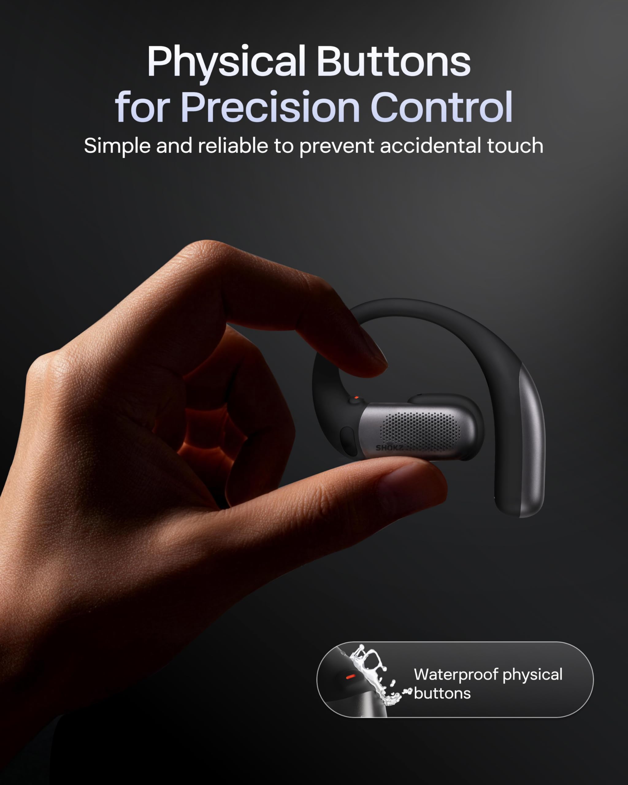SHOKZ New OpenFit Pro Open-Ear Headphones, Dolby Atmos Comfortable Earbuds 50H Playtime, IP55 Water-Resistant, Exquisite Microphone Noise Reduction, USB-C Fast Charging, Wireless Charging, Black