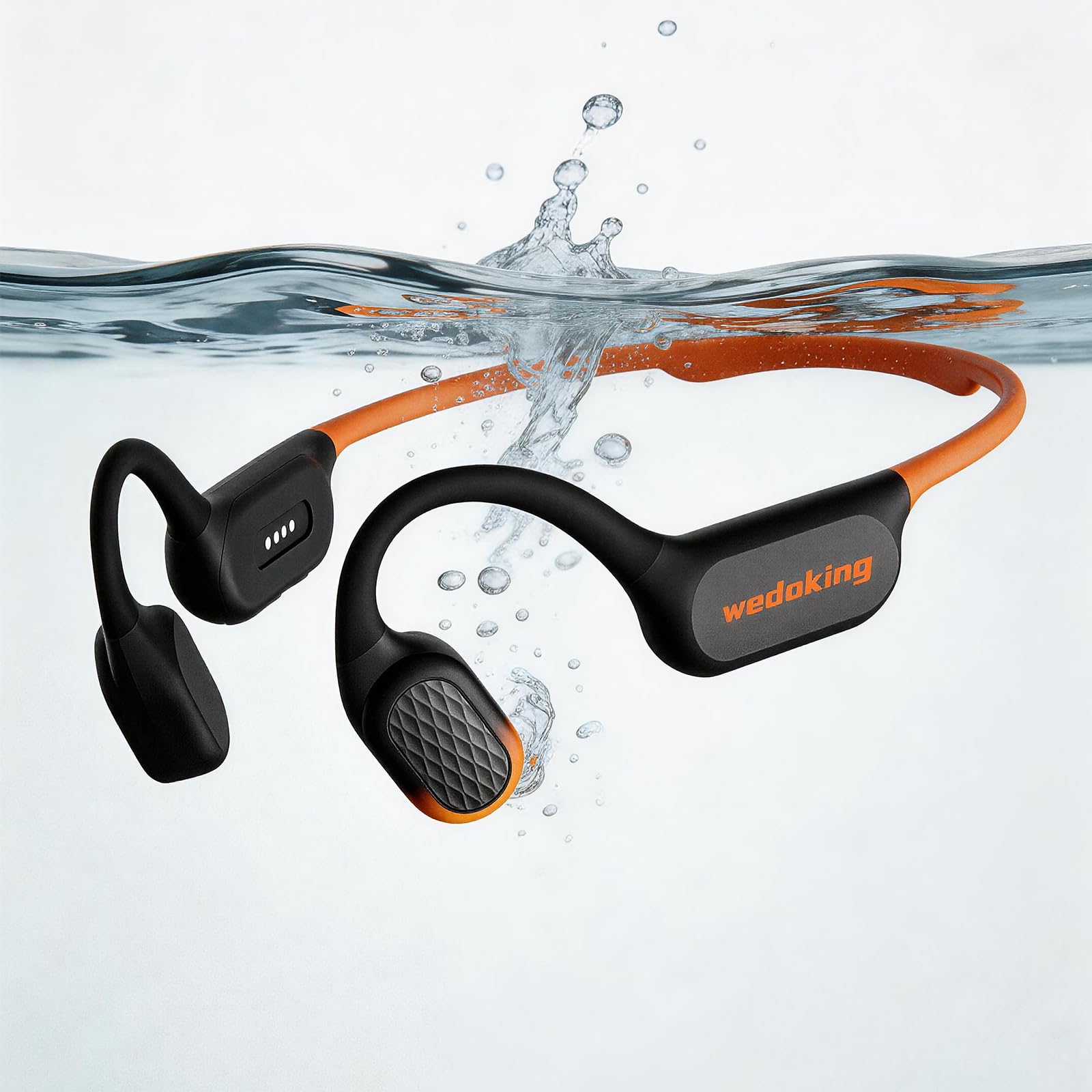Wedoking Auriculares de natación con conducción ósea Bluetooth 6.0, reproductor de MP3 de 16 GB, impermeables, para surf, IPX8, auriculares inalámbricos deportivos con cancelación de ruido ENC, tiempo