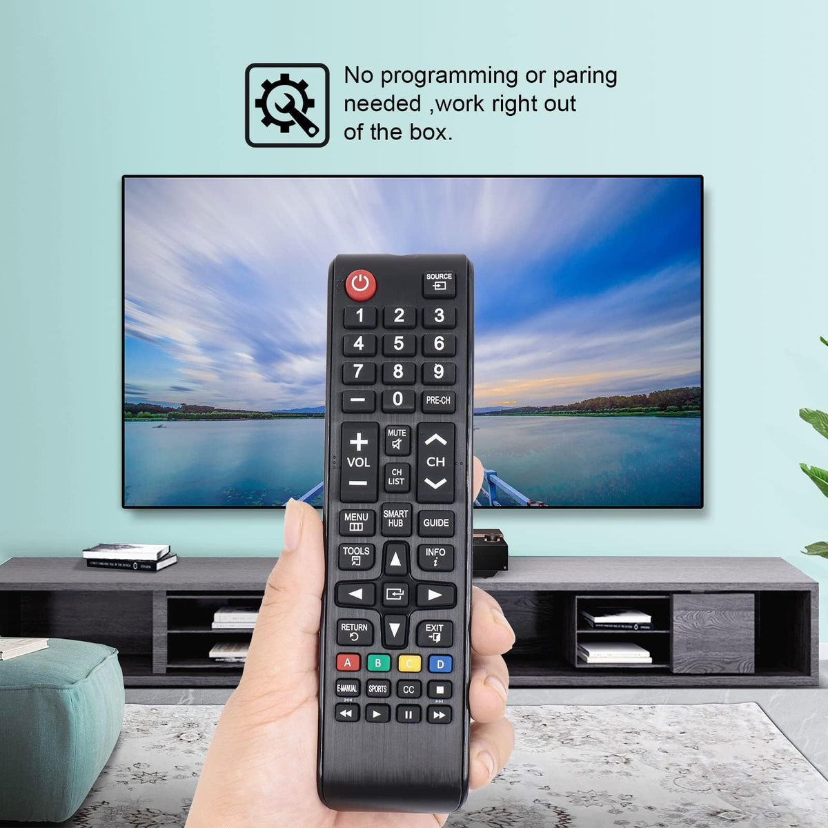 TOPOST Control Remoto Compatible con Samsung Smart TV BN59-01199F (Baterias no incluida)