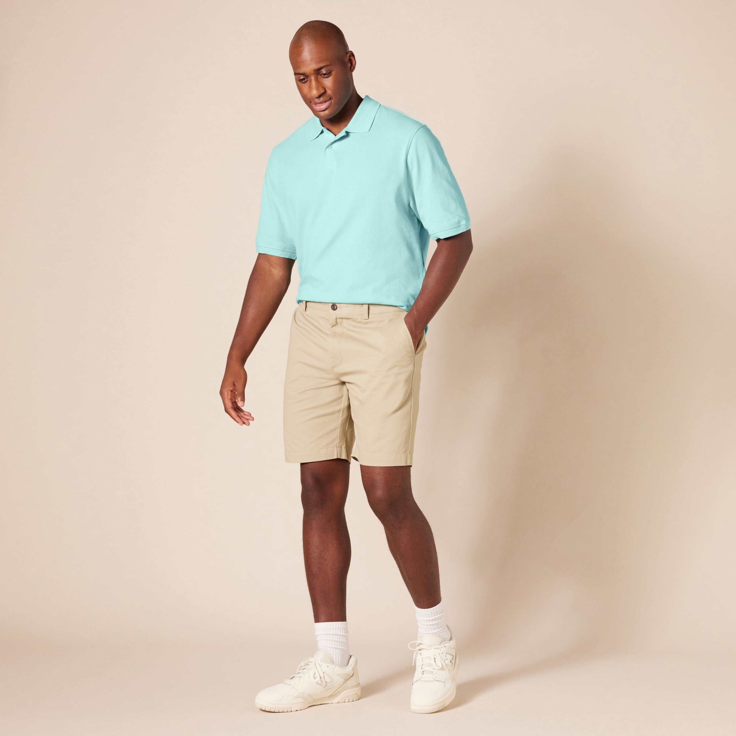 Amazon Essentials - Polo de piqué de algodón para hombre de ajuste regular (disponible en tallas grandes y altas), color azul aguamarina, talla M