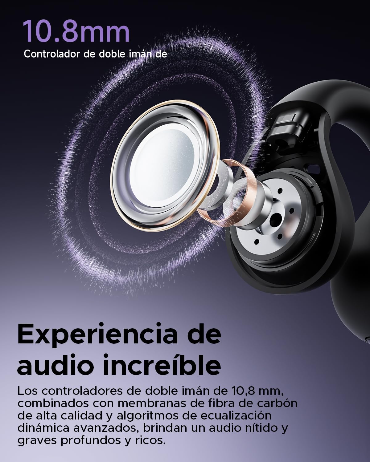 truefree B1 Audífonos de Oído Abierto Inalámbricos Bluetooth 5.4 Opean-Ear Graves dinámicos, 4 mics para Llamadas claras, conexión Dual, Ajuste Ligero y Seguro, Ideales para Deportes, Control de App