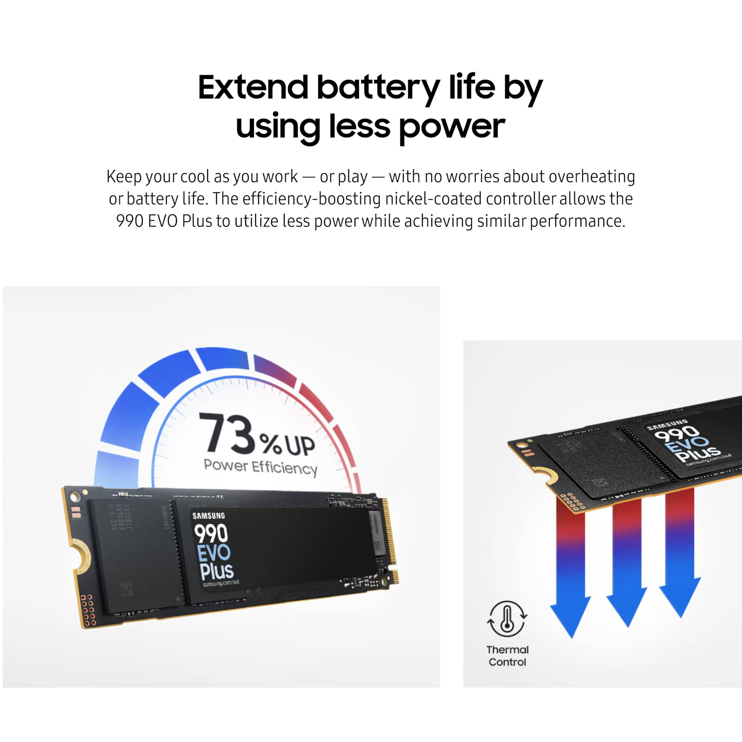 Samsung 990 EVO Plus SSD 1TB, PCIe Gen 4x4, Gen 5x2 M.2 2280, velocidades de hasta 7.250 MB/s, Almacenamiento actualizado para PC/portátiles, tecnología HMB y turboescritura Inteligente 2.0,