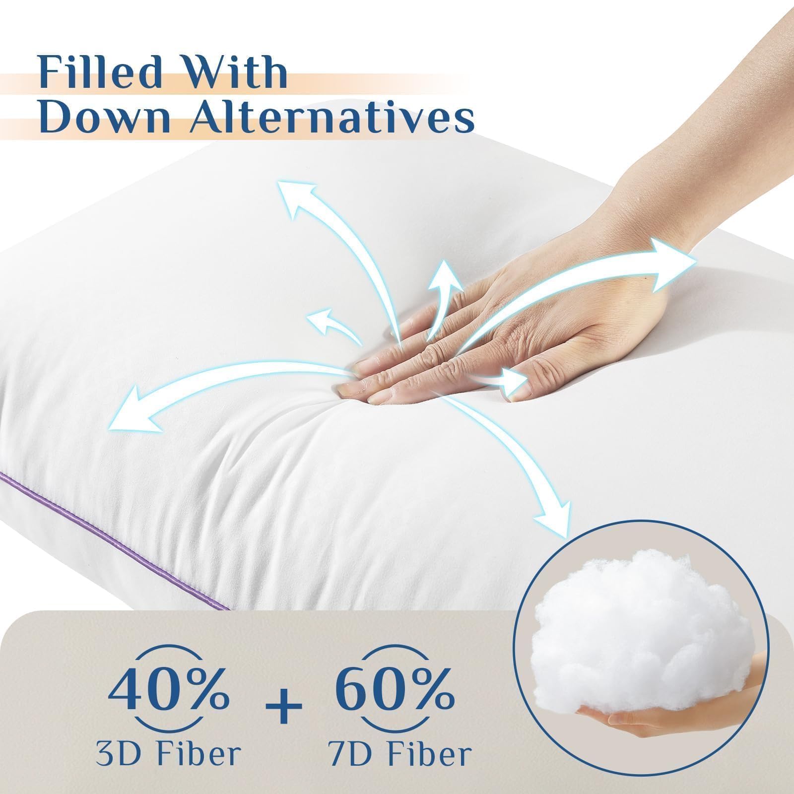 JOLLYVOGUE Almohadas de Cama Tamaño Estándar/Completo Juego de 4, Lavables y Firmes con Relleno Alternativo Extra Suave, Calidad Hotelera Lujosa y Esponjosa para Todo Tipo de Durmientes
