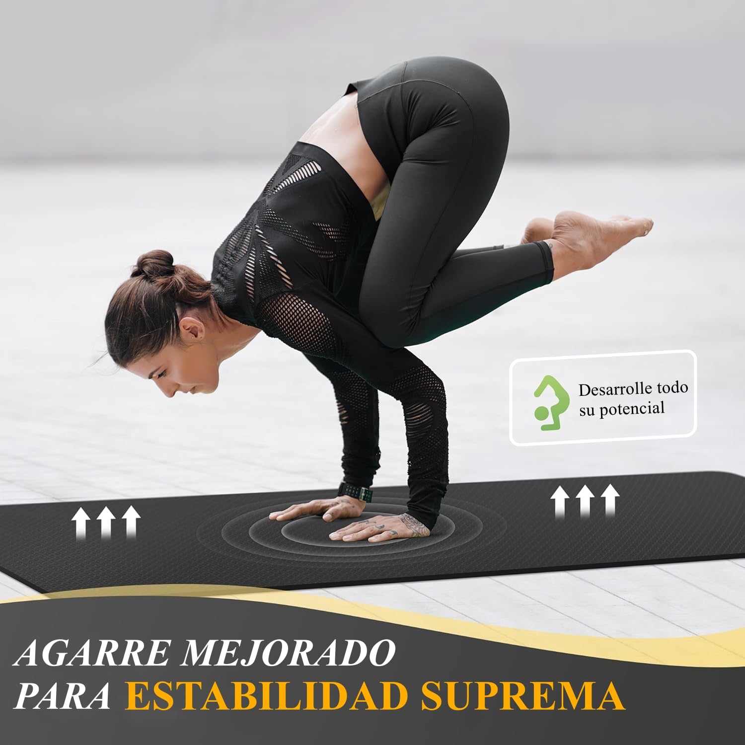 183 x 61CM Tapete de Yoga Antideslizante, Tapete para Ejercicio de Material TPE Ecológico, Portátil Esterilla para Yoga de 6mm Grosor, Tapete de Pilates Antiderrapante Grueso Mat de Ejercicio Gimnasio