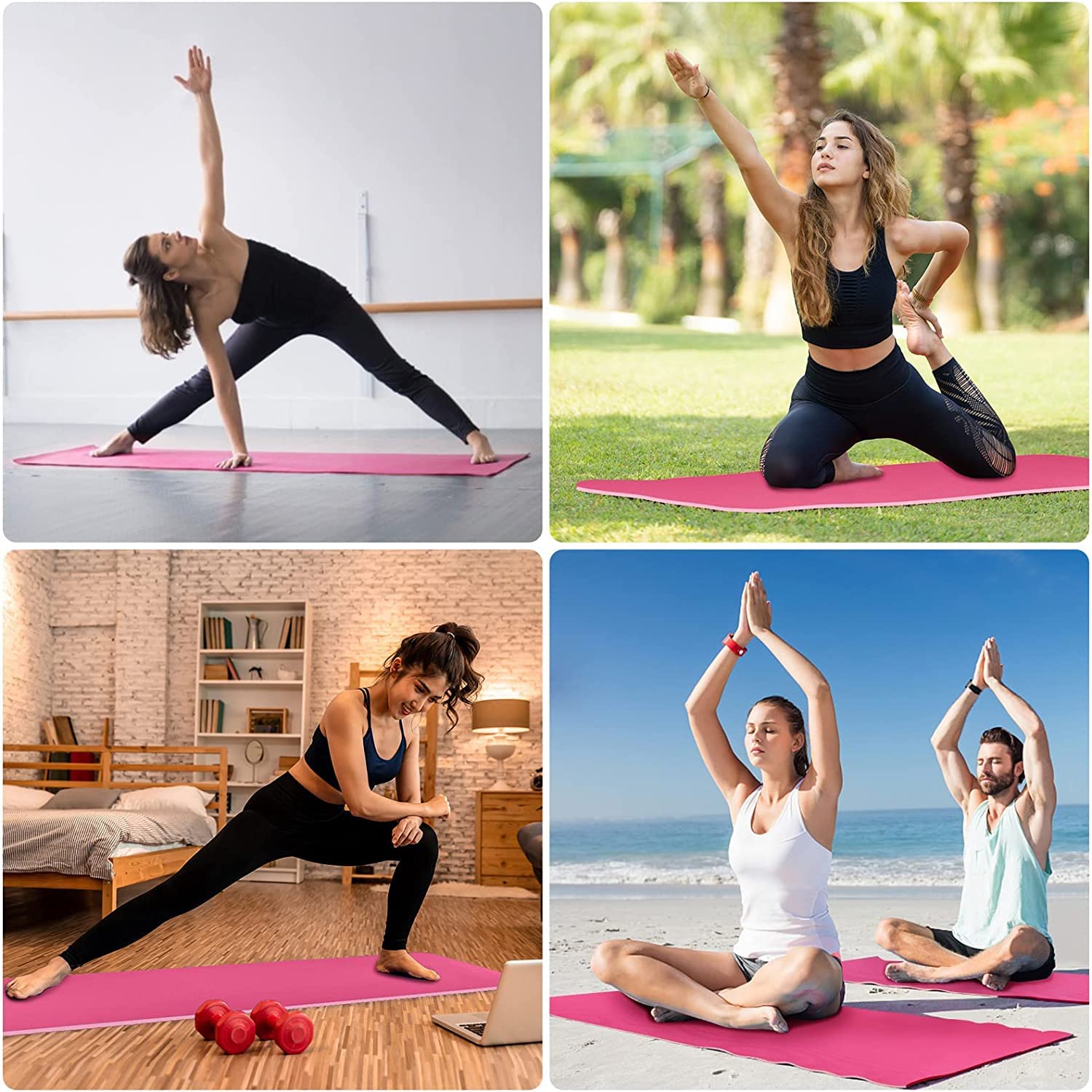 MUZENS Tapete para Yoga/Pilates y Deportes, Esterilla Yoga Antideslizante con Bolsa y Correa para Llevar al Hombro, Esterilla de Gimnasia Acolchada para Ejercicio Fitness 183x 61x 0.6cm