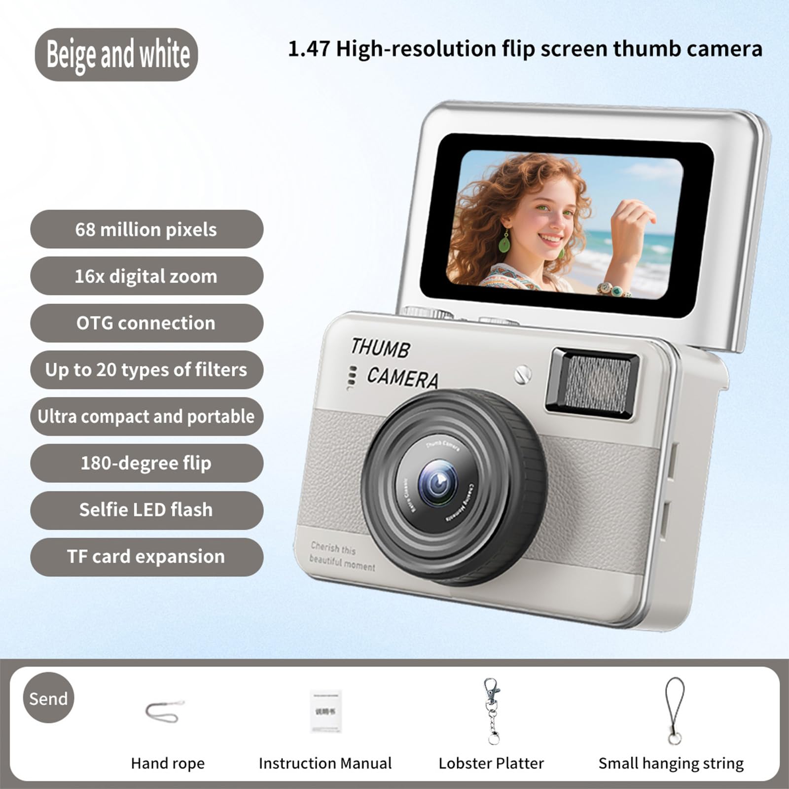 Pequeño llavero con cámara digital de 1080P y 16X ideal para videocámara viajes y Vlog Llavero pequeño digital