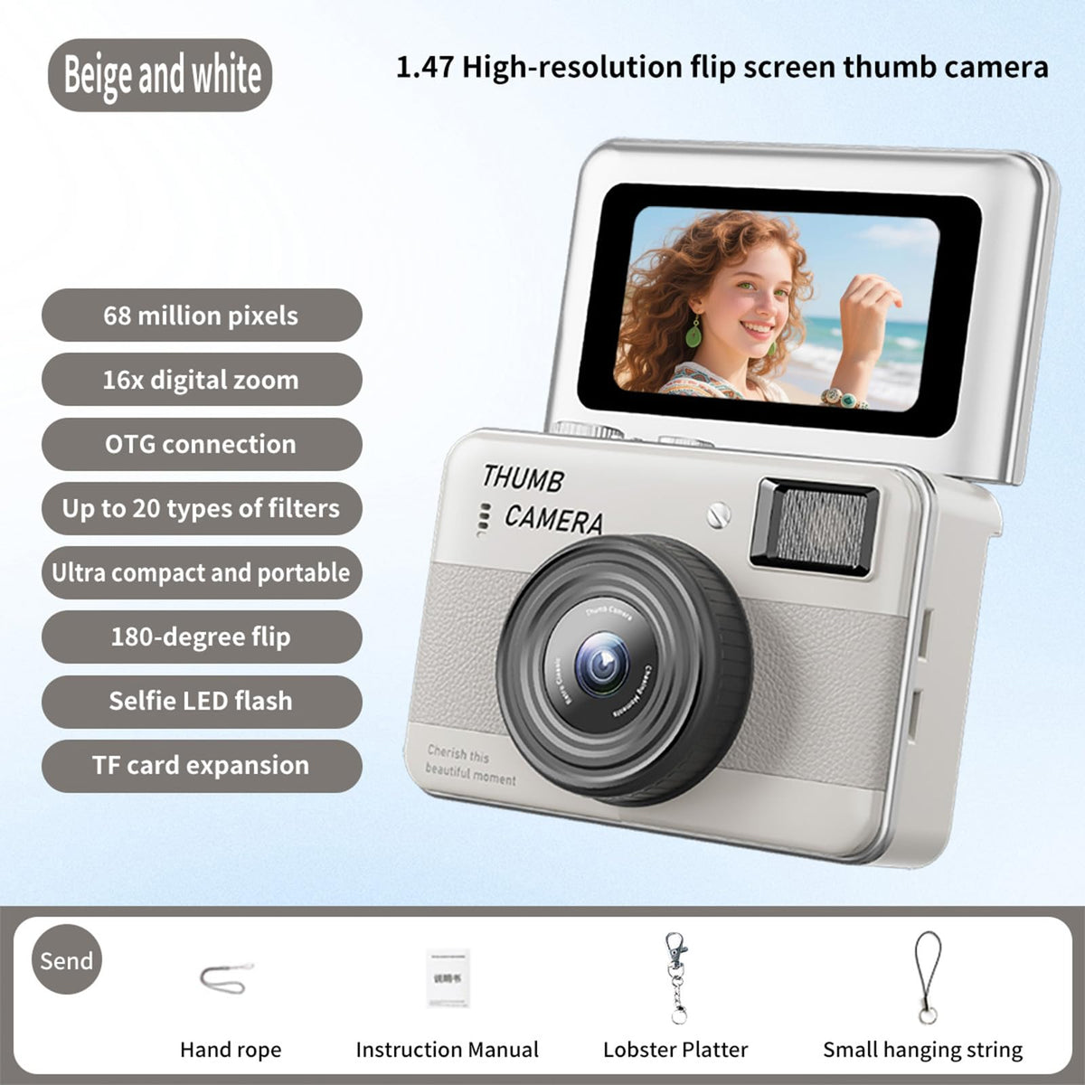 Pequeño llavero con cámara digital de 1080P y 16X ideal para videocámara viajes y Vlog Llavero pequeño digital
