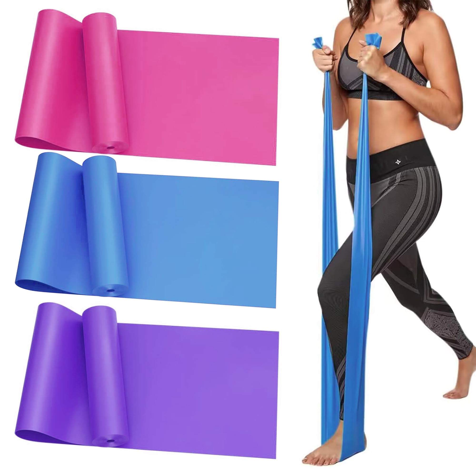 Jasinber Bandas Elásticas, 3 Unidades Bandas de Resistencia para Yoga，Pilates, Gimnasio, Entrenamientos (150 CM)