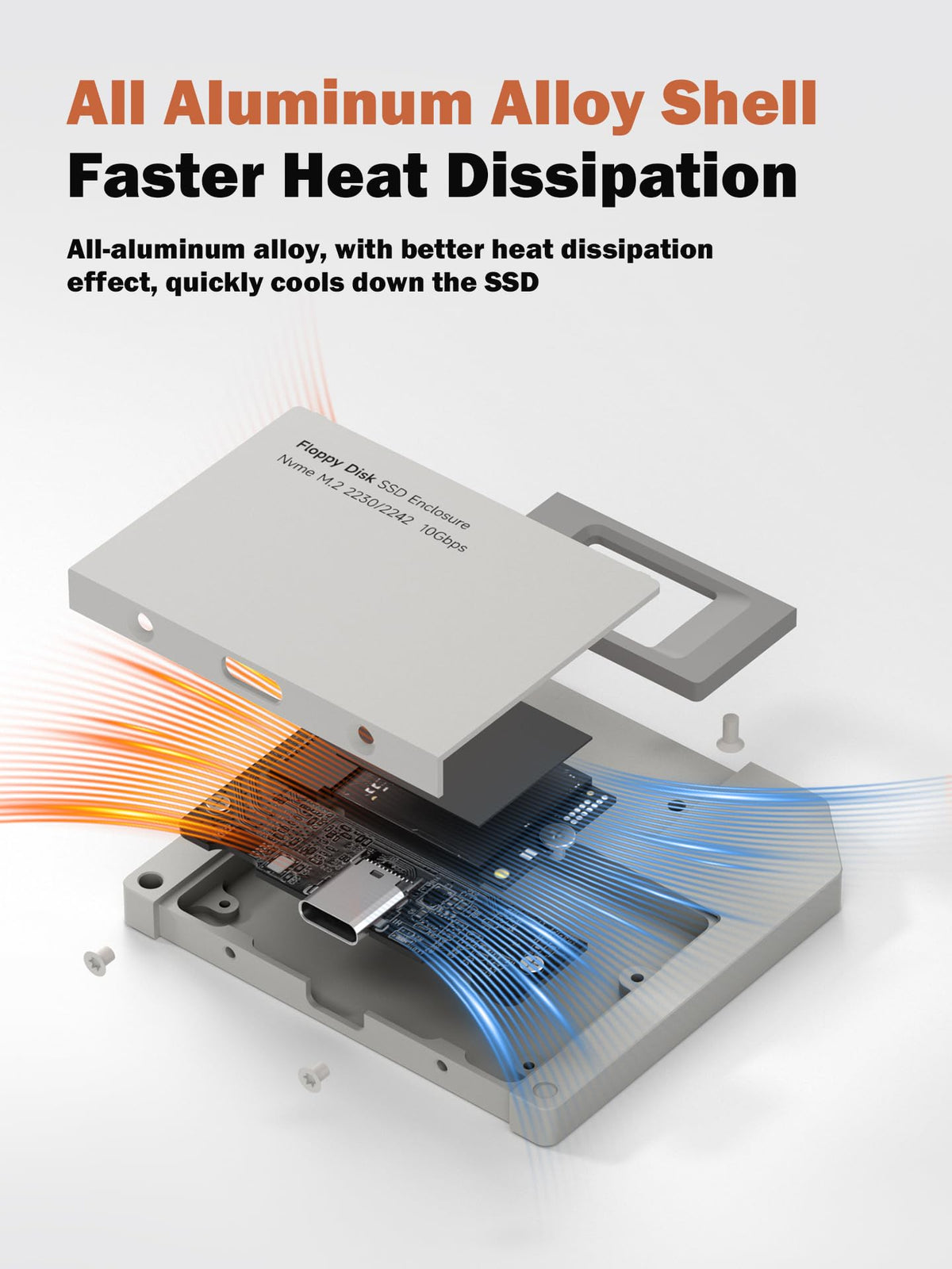 Hagibis Caja SSD, Estilo Disquete USB 3.2 Gen2 10 Gbit/s a NVMe PCI-E M.2 2230/2242 SSD, Caja de Disco Duro Externo M.2 para MacBook, Computadora Portátil, iPad, Android, iPhone 17 Pro Max