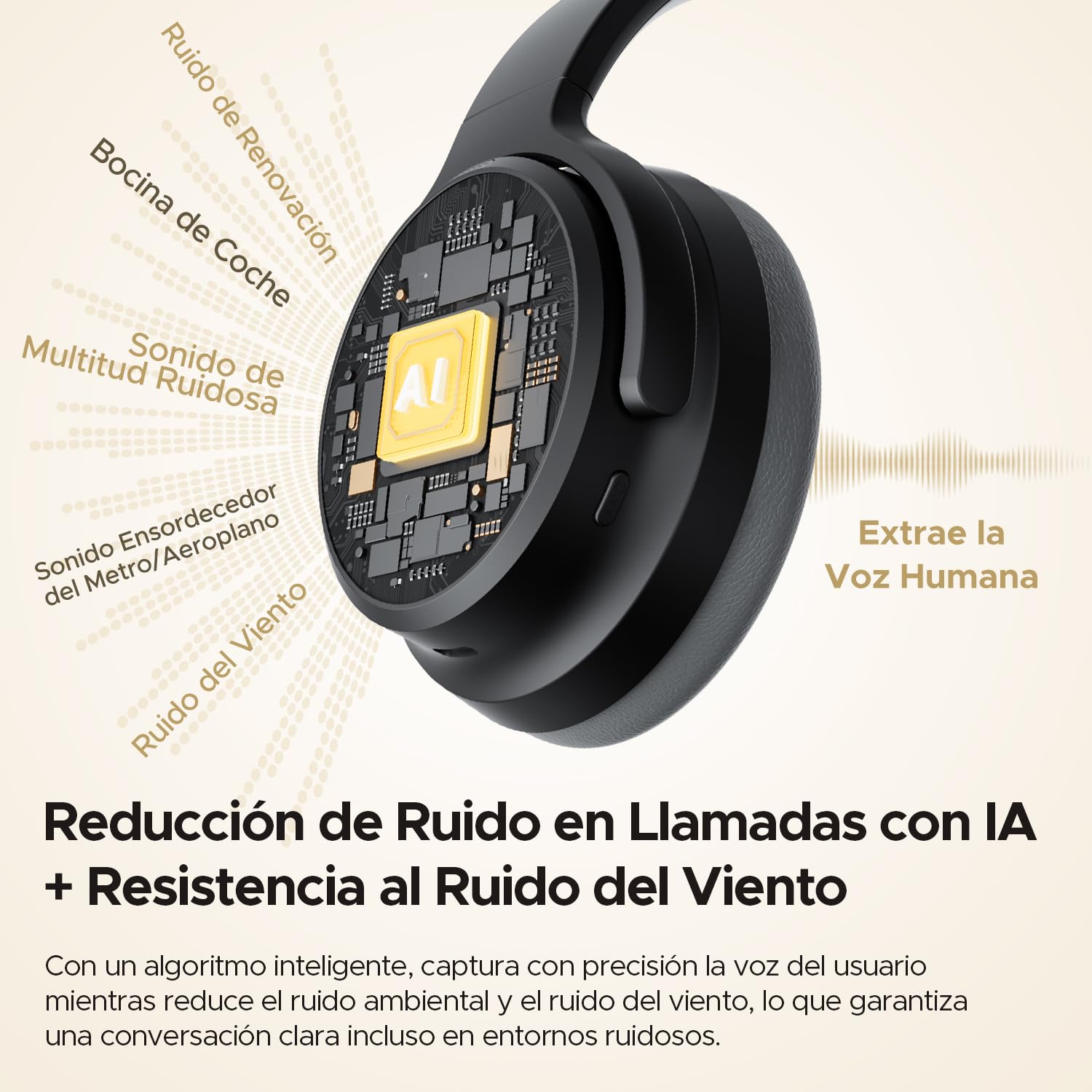 SoundPEATS Space Pro Audífonos de Diadema ANC Híbrido -47dB 151H de Batería