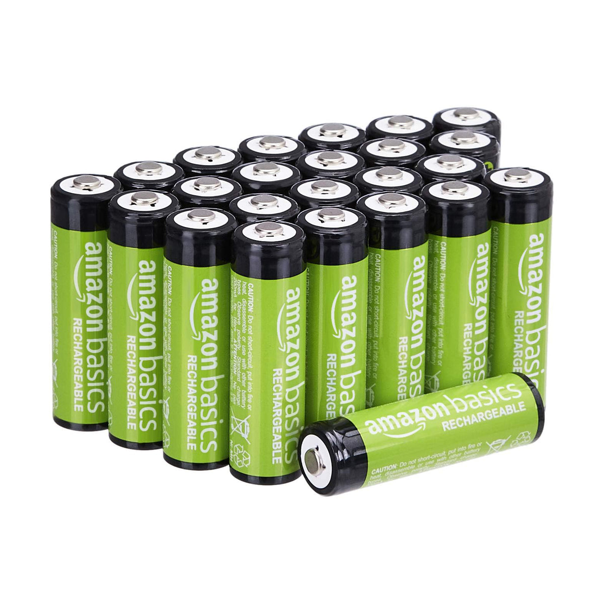 Amazon Basics - Paquete de 24 pilas recargables AA NiMH, 2,000 mAh, recargables hasta 1,000 veces, precargadas