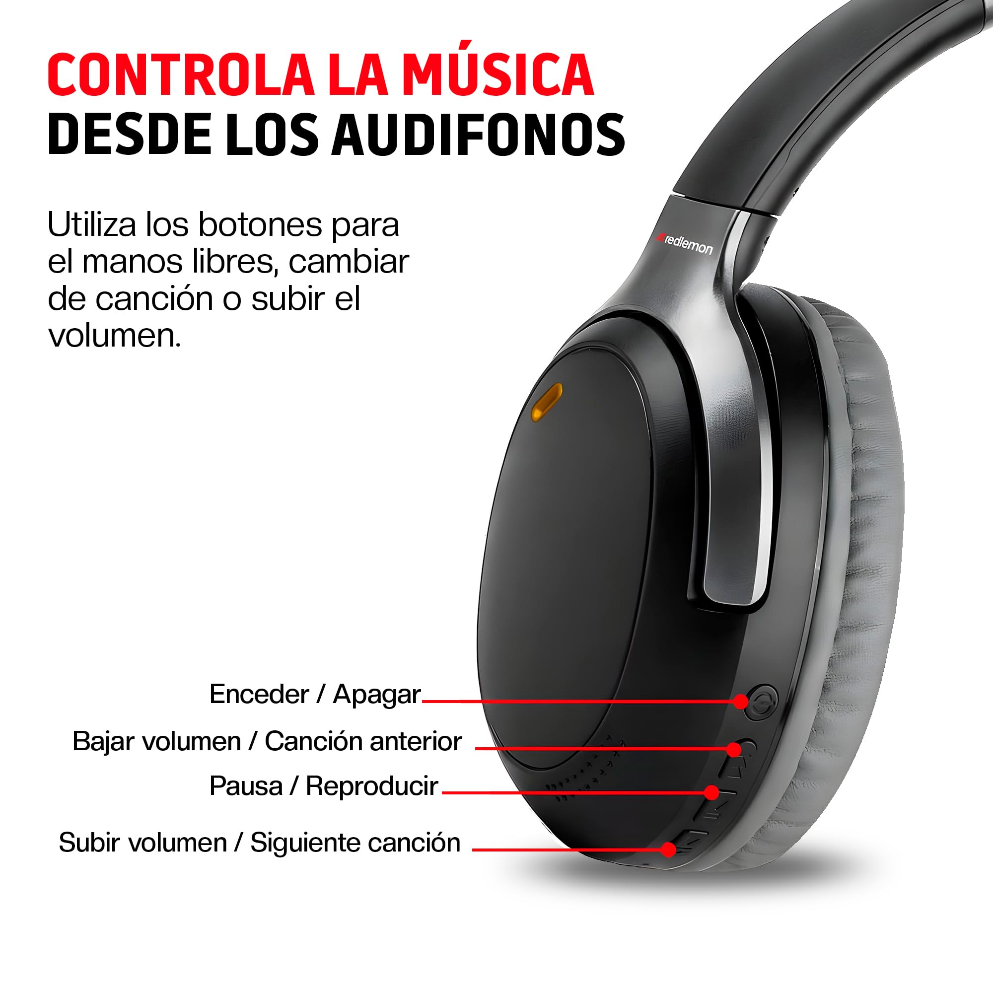 Redlemon Audífonos Bluetooth Inalámbricos de Diadema Sonido HD Plegables