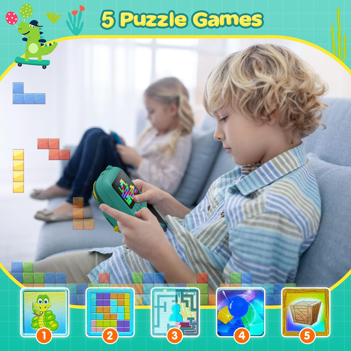 CAMCLID Camara Fotos Infantil Instantanea, 2,4 Pulgada Cámara Instantánea para Niños con Tarjeta de 32GB, Regalo para Niños de 3 a 12 Años(Verde)