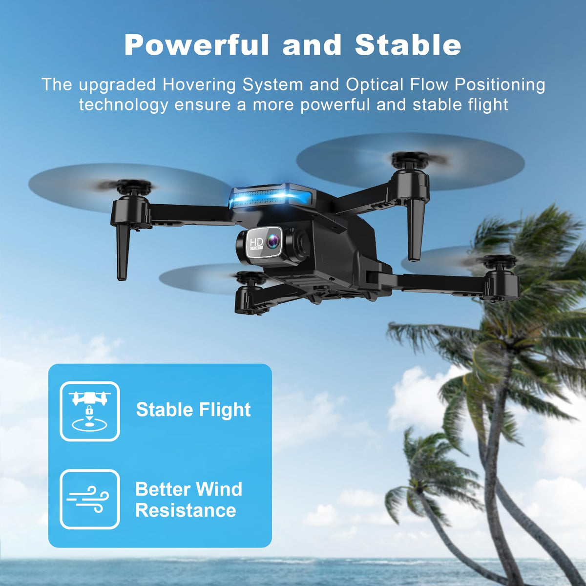 RELIDOL Dron con cámara 1080P - Cuadricóptero de Control Remoto Plegable con Control de Gestos de Voz, Giro 3D, Arranque con una tecla, Parada de Emergencia, 2 baterías, más fácil de Usar, Juguete p