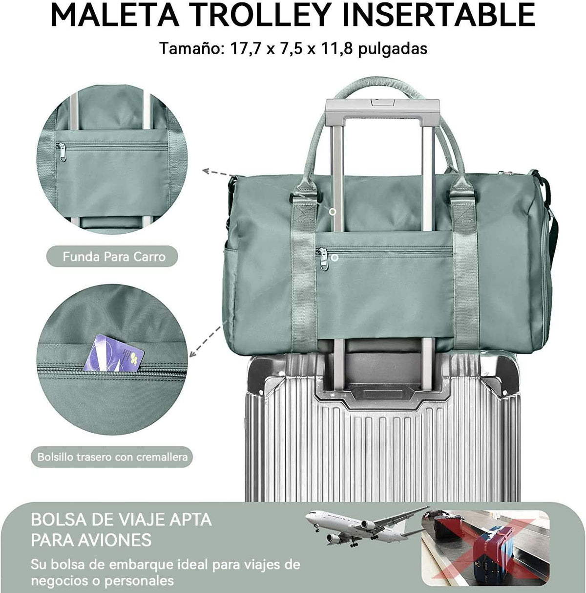 Bolsa Deportiva para el Gym con Compartimento para Zapatos y Bolsa de Agua Húmeda,Bolsas de Viaje para Hombre y Mujer,Ideal para Viajes, Entrenamiento, Yoga, Deportes