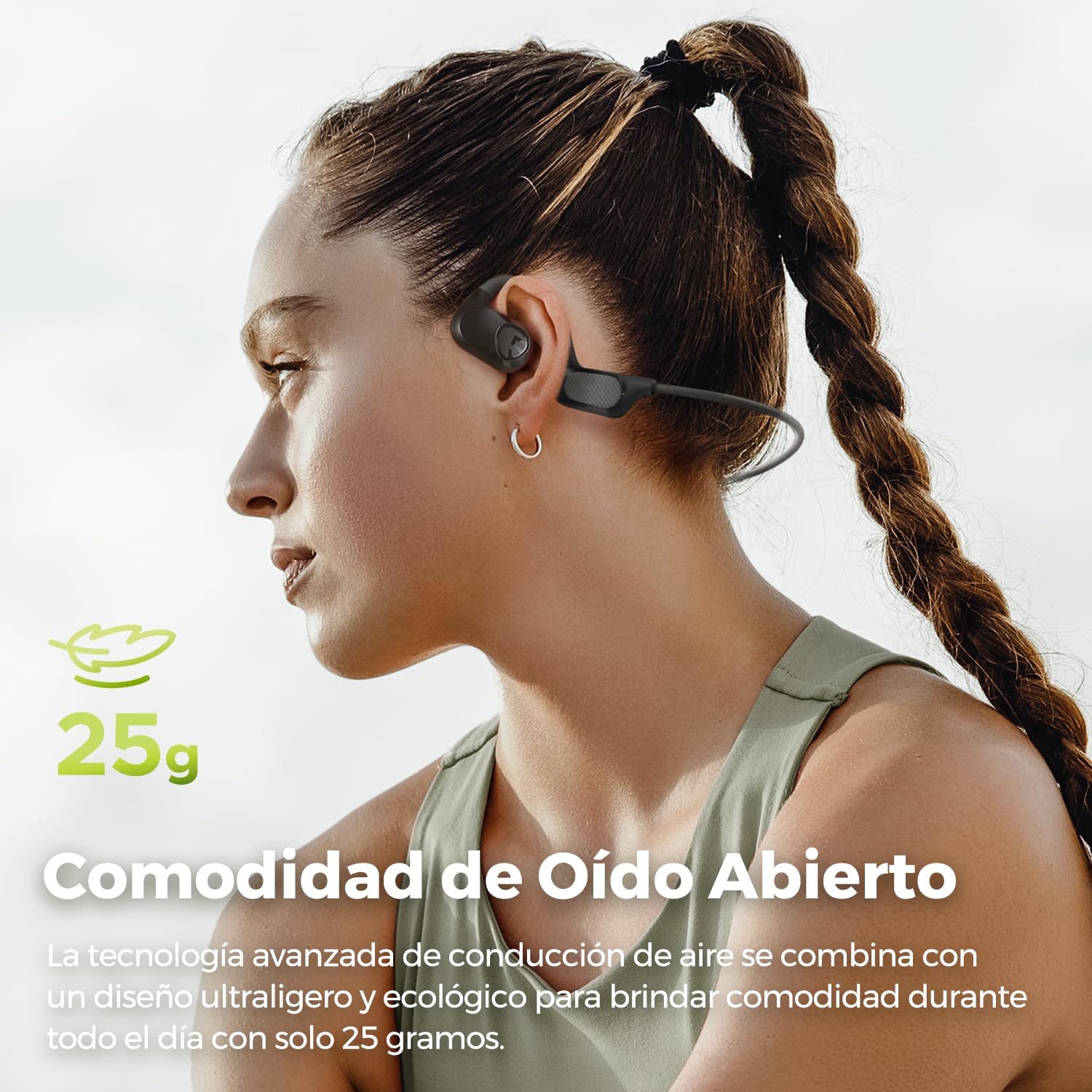 SoundPEATS Runfree Lite2 Audífonos Bluetooth Inalámbricos de Conducción de Aire, Audífonos de Oído Abierto Altavoces de 16.2mm Bajos Potentes Llamadas Claras para Deportes con Aplicación