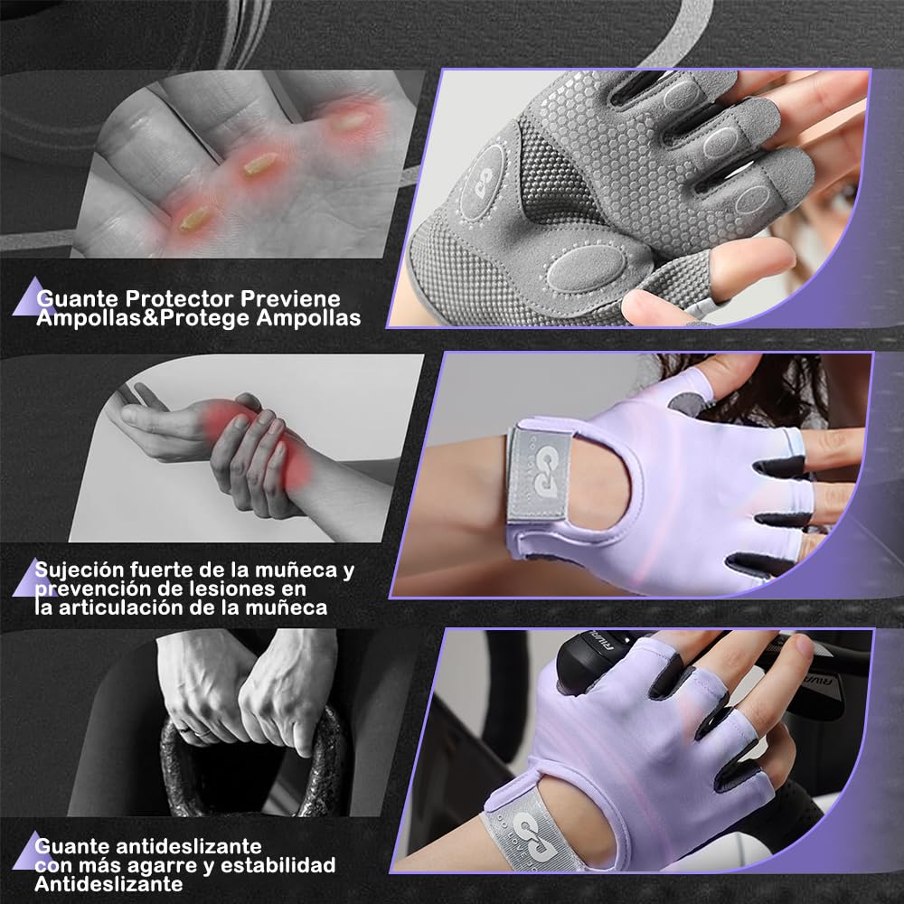 EDECOR Guantes Deportivos, Guantes de Gym con Muñequeras, Transpirables Antideslizantes para Hombre y Mujer con Toalla, para Entrenamiento y Fitness