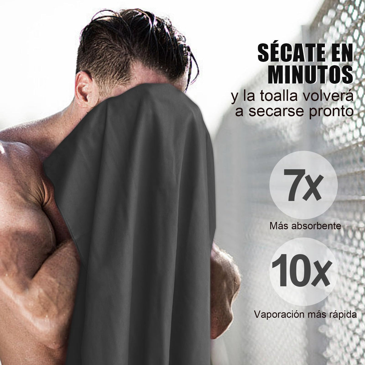 SAN KARA Toallas Deportivas de Microfibra (3 PCS) - Toallas Microfibra Secado Rápido, Ligeras para Viaje, Playa, Natación, Yoga y Gimnasio - Negro