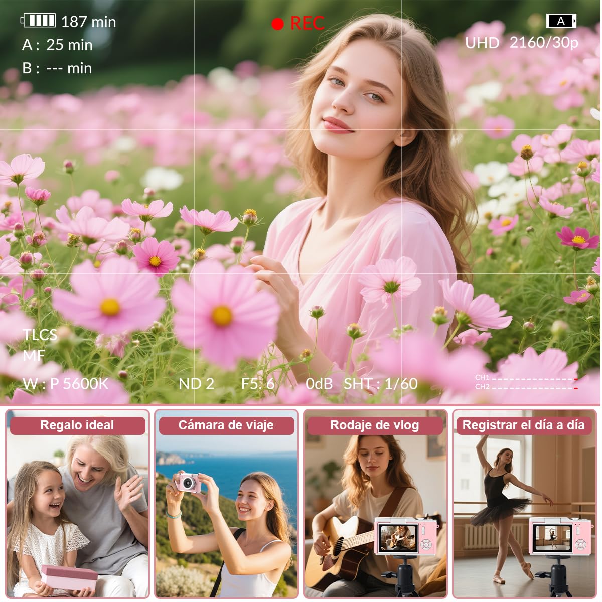 KOZFULE Cámara Digital 4K, Lente De 48 MP, Zoom Óptico de 8X,