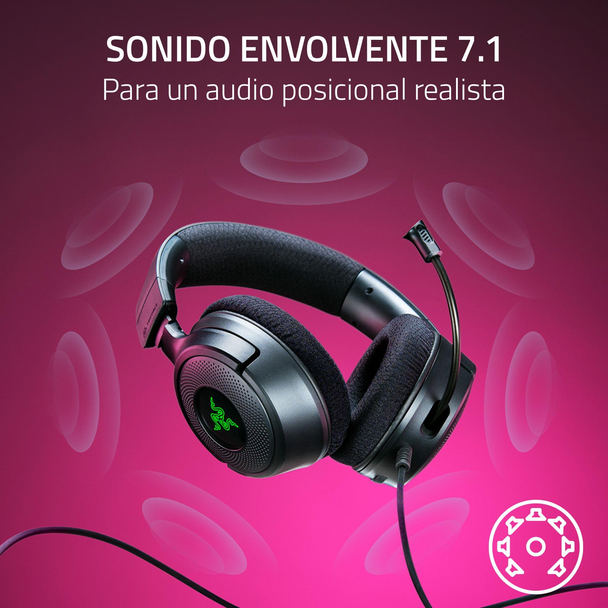 Razer Kraken V4 X Auriculares con Cable para Juegos: Altavoces de 40 mm - Micrófono Cardioide - Almohadillas de Espuma con Memoria - Iluminación RGB Chroma - Cable Tipo C y Tipo A - para PC, Mac, PS5