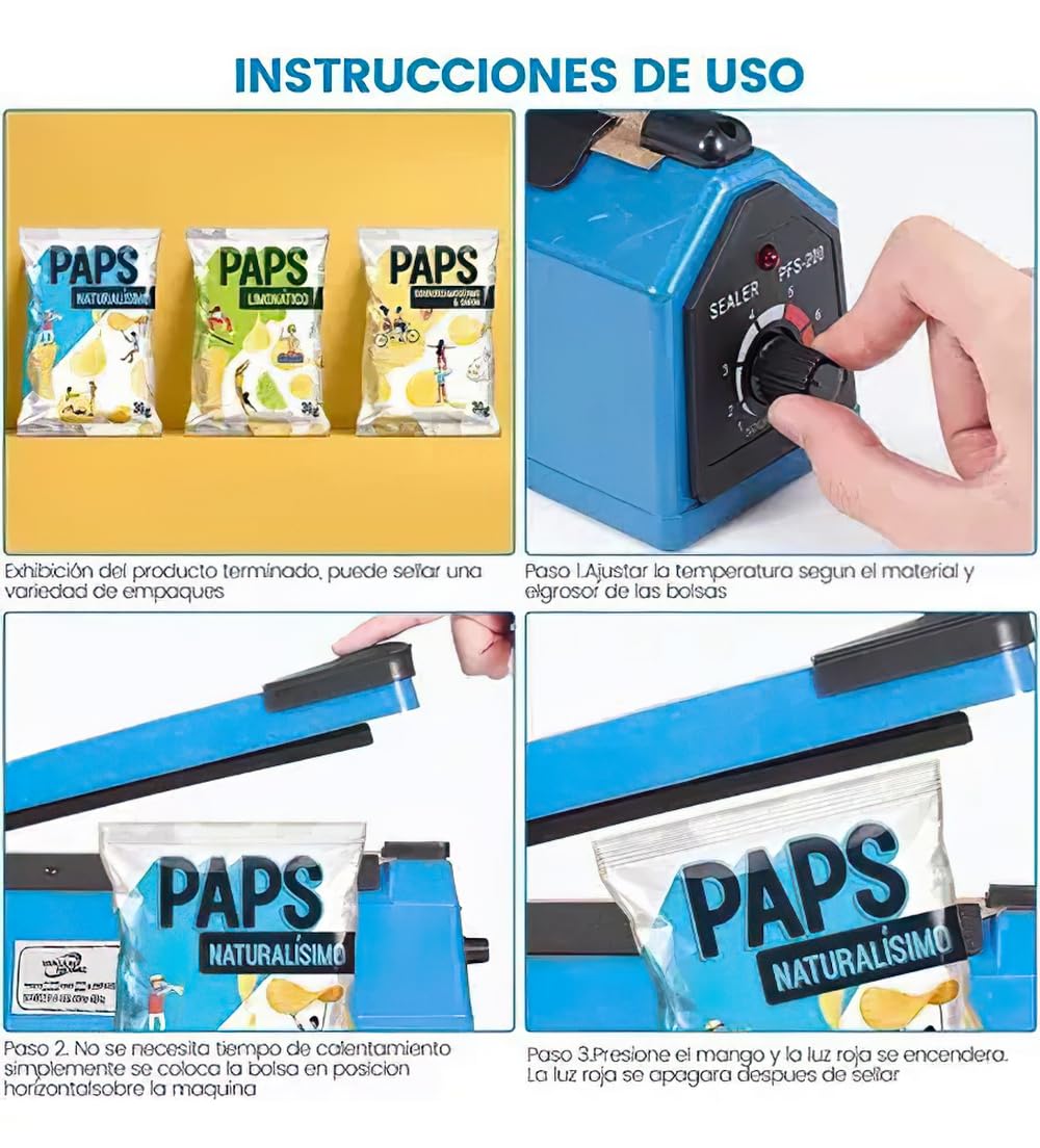 Sellador de Bolsas de Plástico, Máquina Selladora por Impulso Manual 12 Pulgadas, Quick Heat Sealer Maquina Sellador Térmico de Bolsas de PE y PP(30 CM)