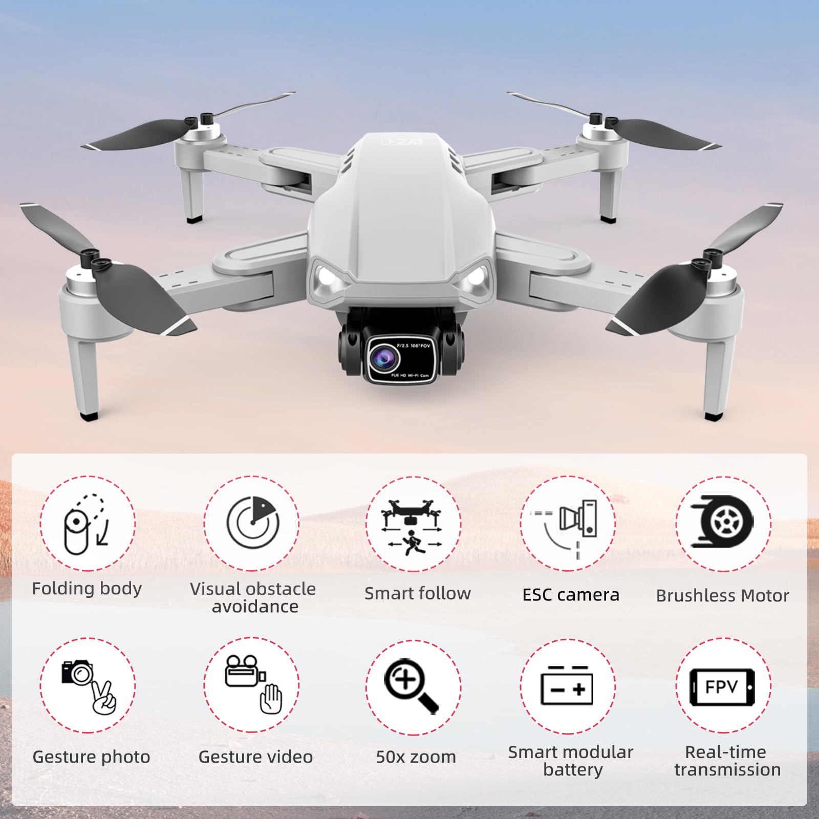 AXNEN Dron GPS con dual cámara 4K,Drone Professional con EIS y motores sin escobillas.Viene con 3 baterías,admite transmisión WiFi y vuelo con trayectoria,siendo un dron profesional ideal para adultos.